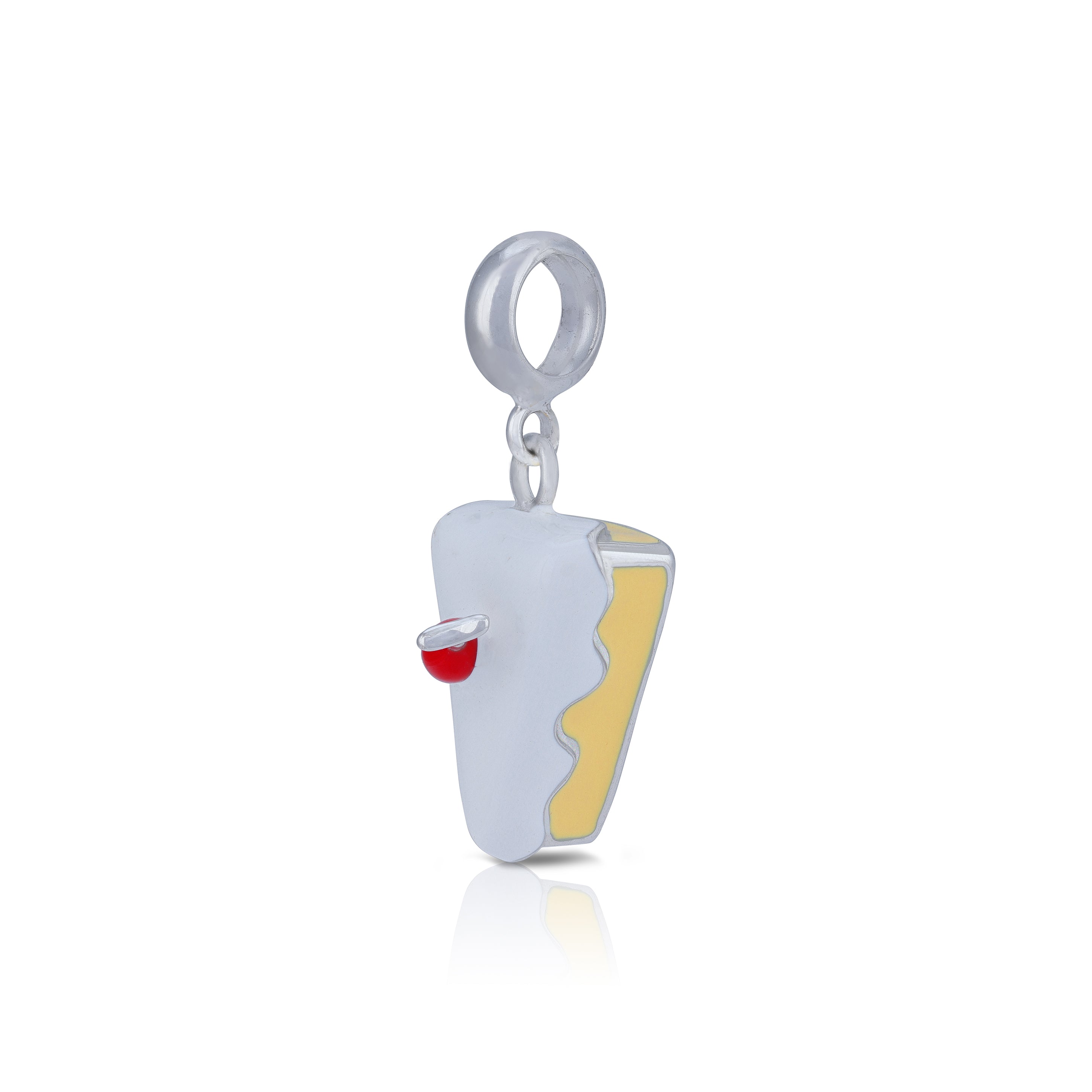 925 Sterling Silver Cherry Delight Cake Slice Charm Pendant for Women