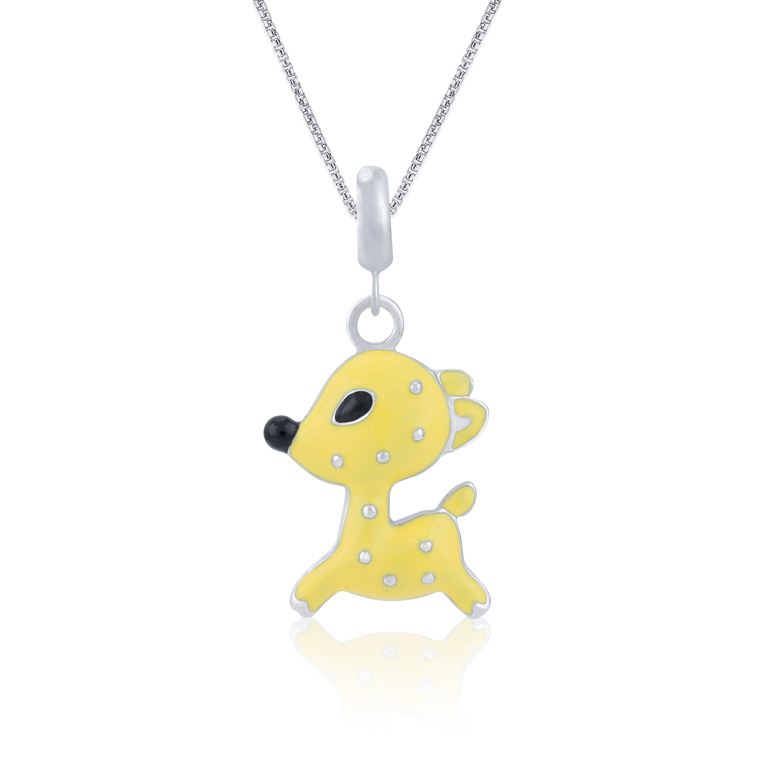 925 Sterling Silver Gleeful Dainty Deer Charm Pendant for Women