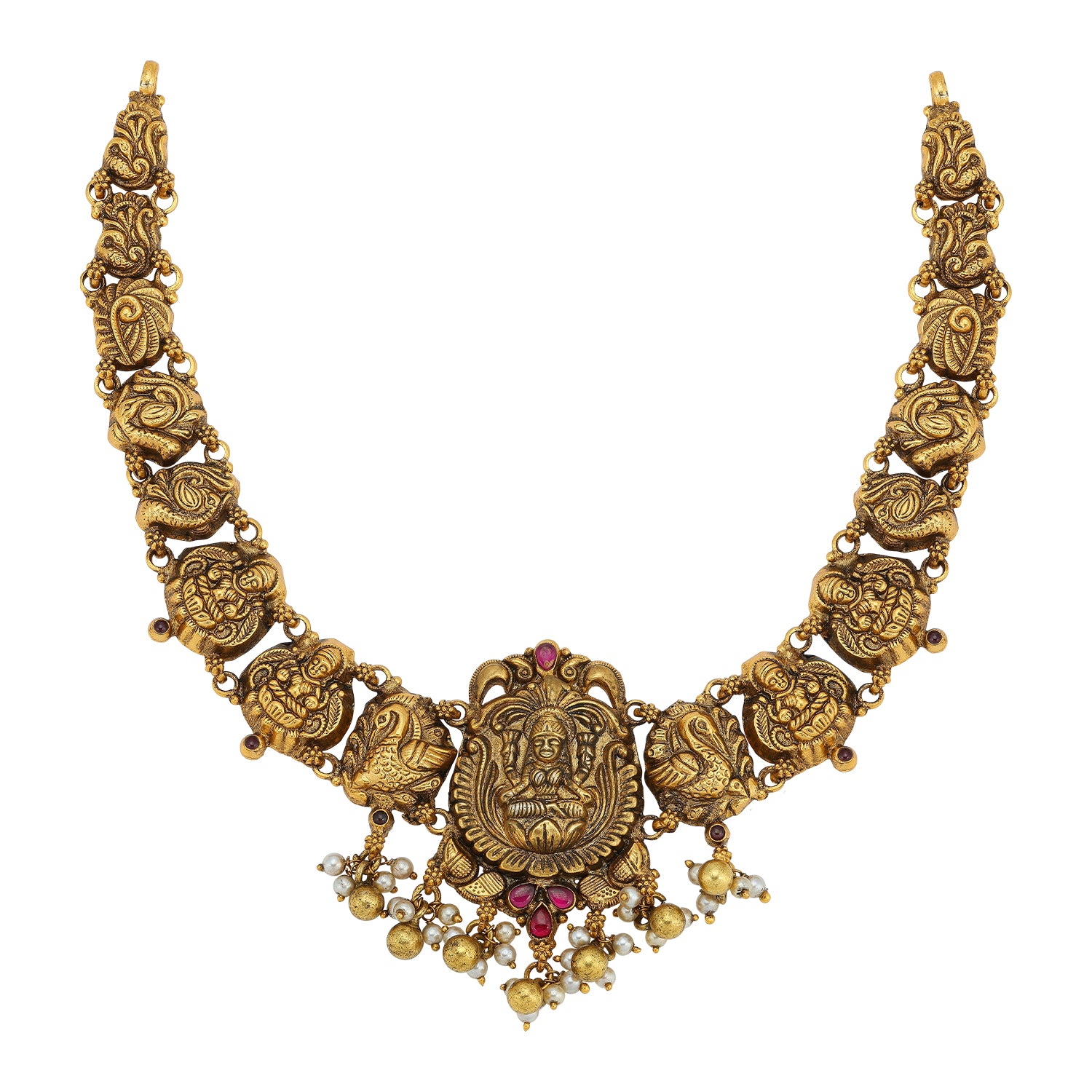 925 Sterling Silver Regal Lakshmi Swan Haaram for Women