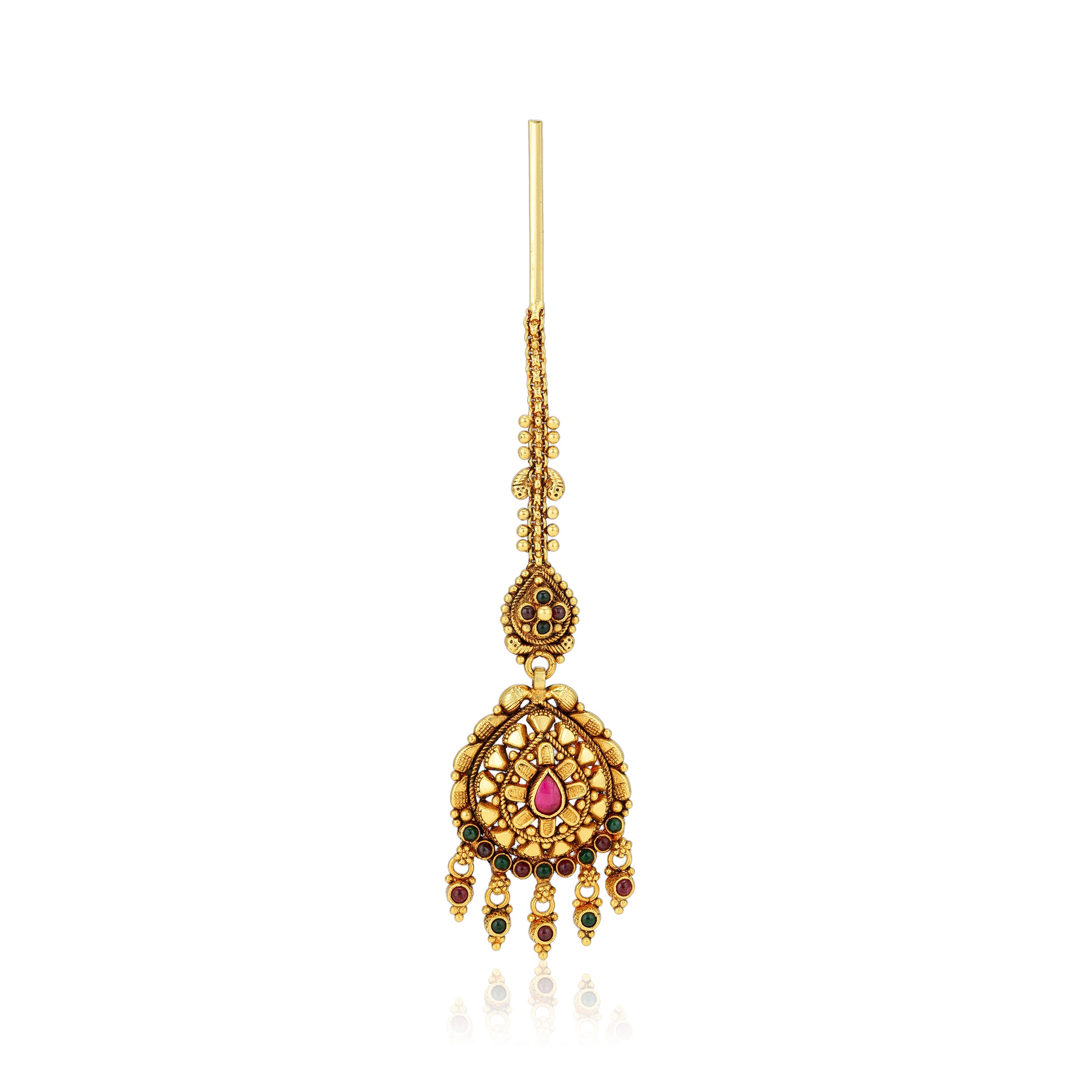 925 Sterling Silver Antique Maang Tear Drop kemp centre Tikka For Women