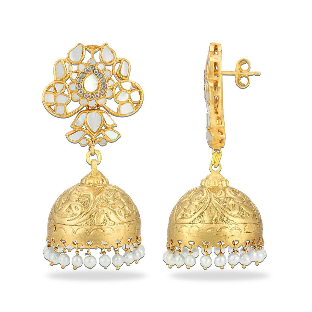 925 Sterling Silver Antique Pearl Radiance Jhumkas for Women