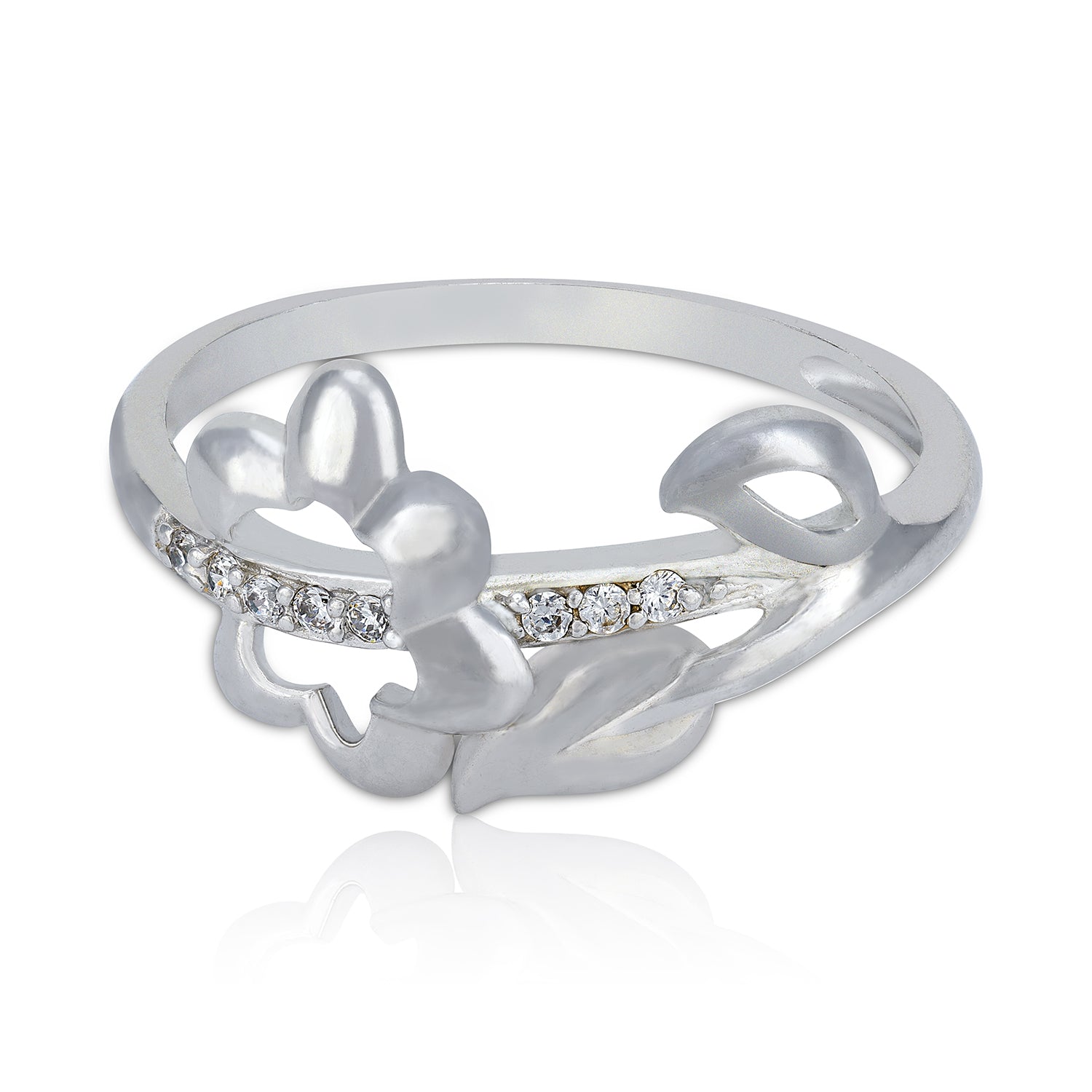 925 Sterling Silver Artistic Floral Cutout Ring for Women