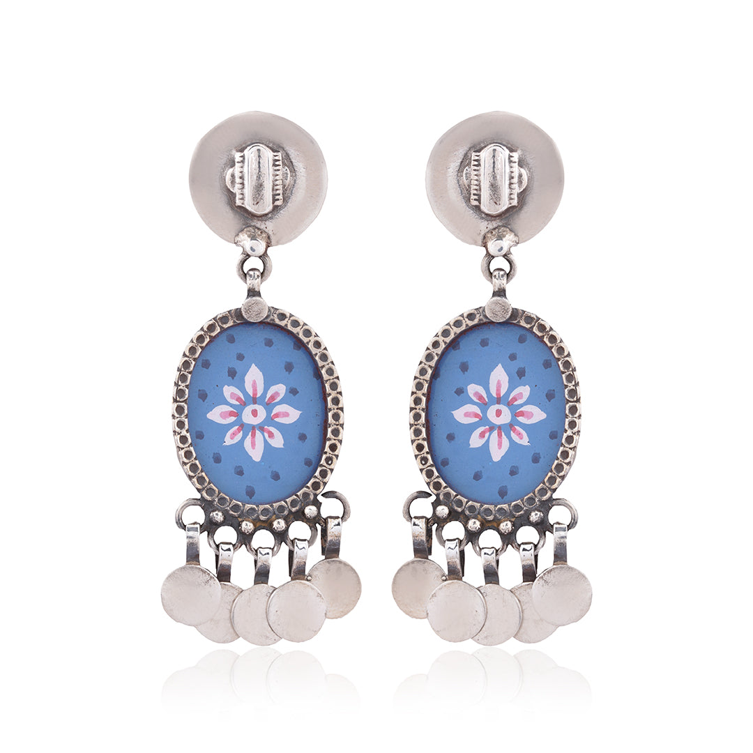 925 Sterling Silver Blue Enamel Stud
