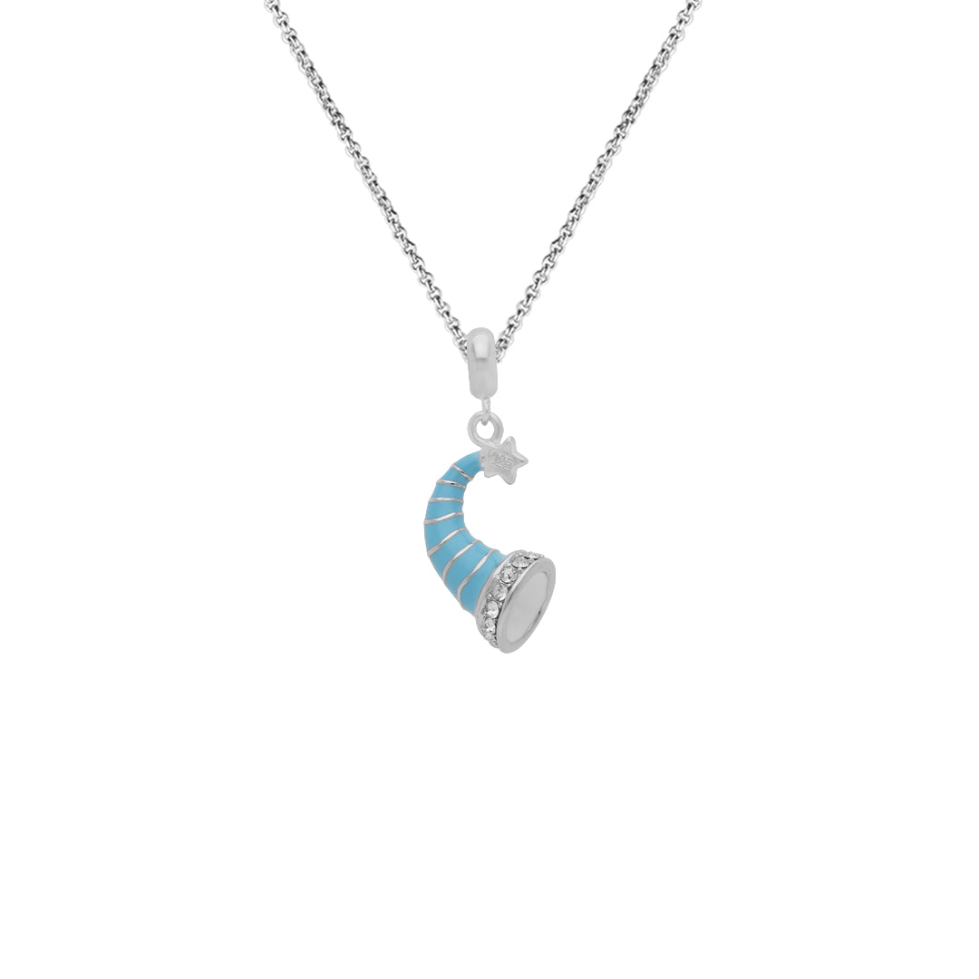 925 Sterling Silver Blue Witch Cap Pendant For Kids