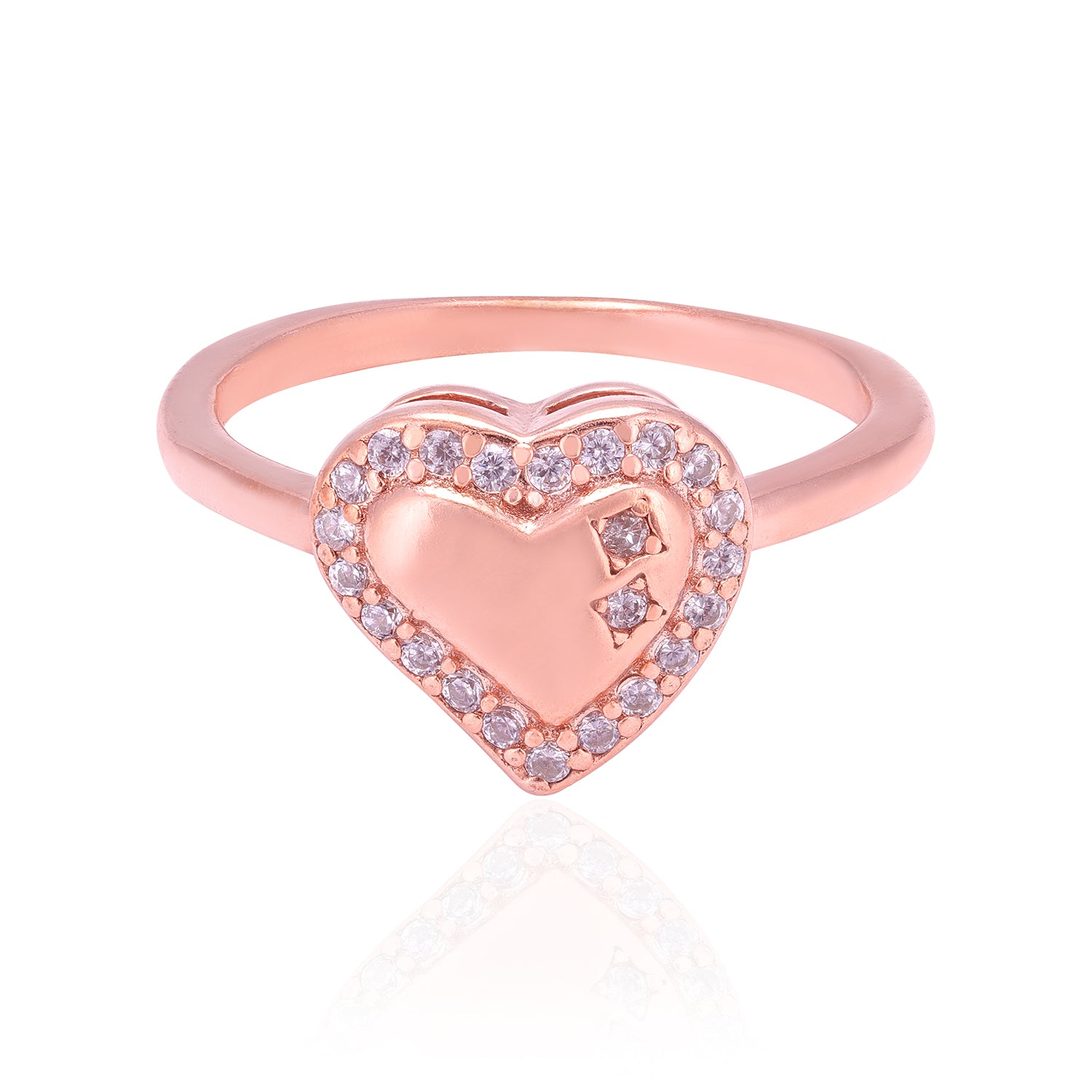 925 Sterling Silver Blush Desire Heart Rose Gold Plated Ring for Women