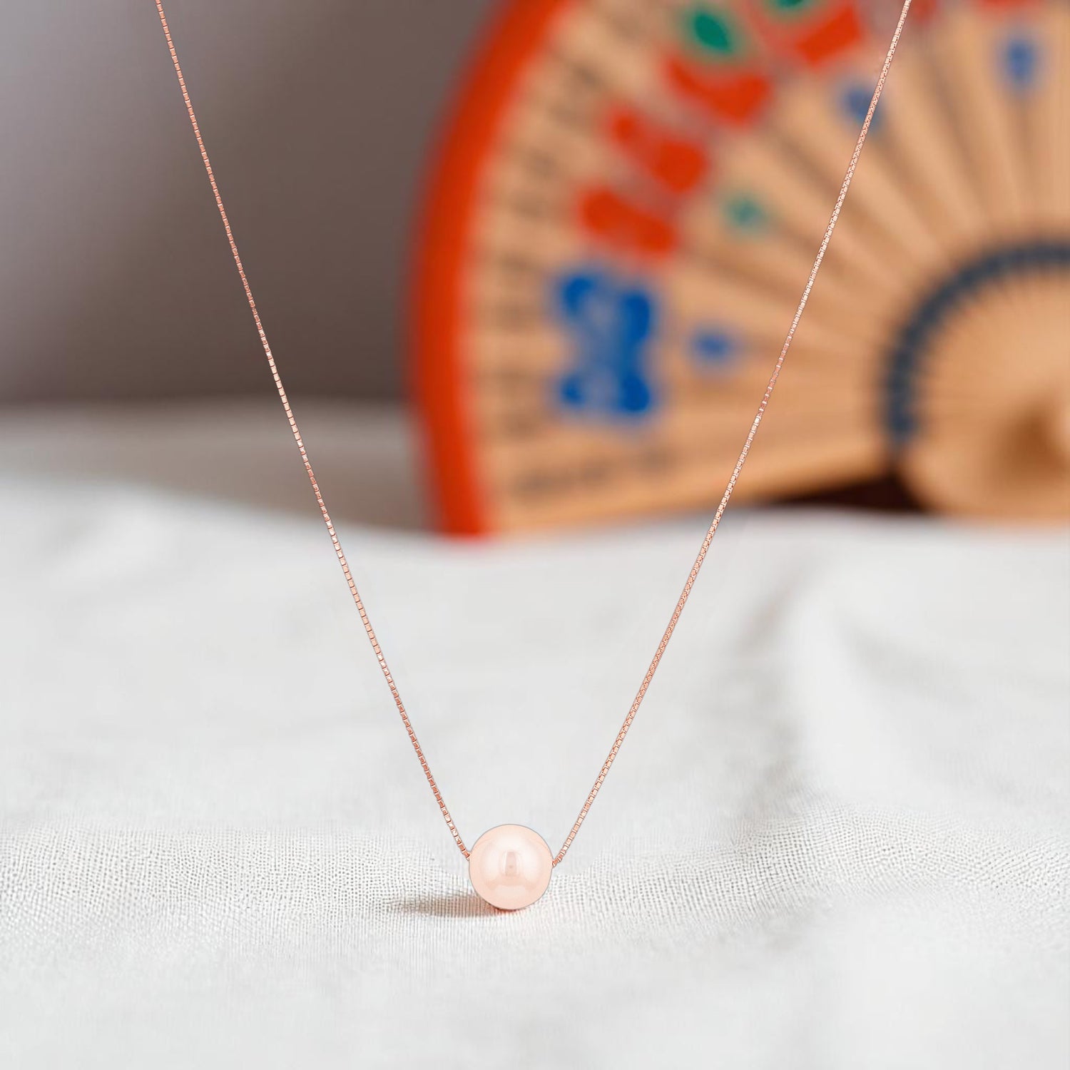 925 Sterling Silver Blush Orb Minimal Pearl Necklace for Women