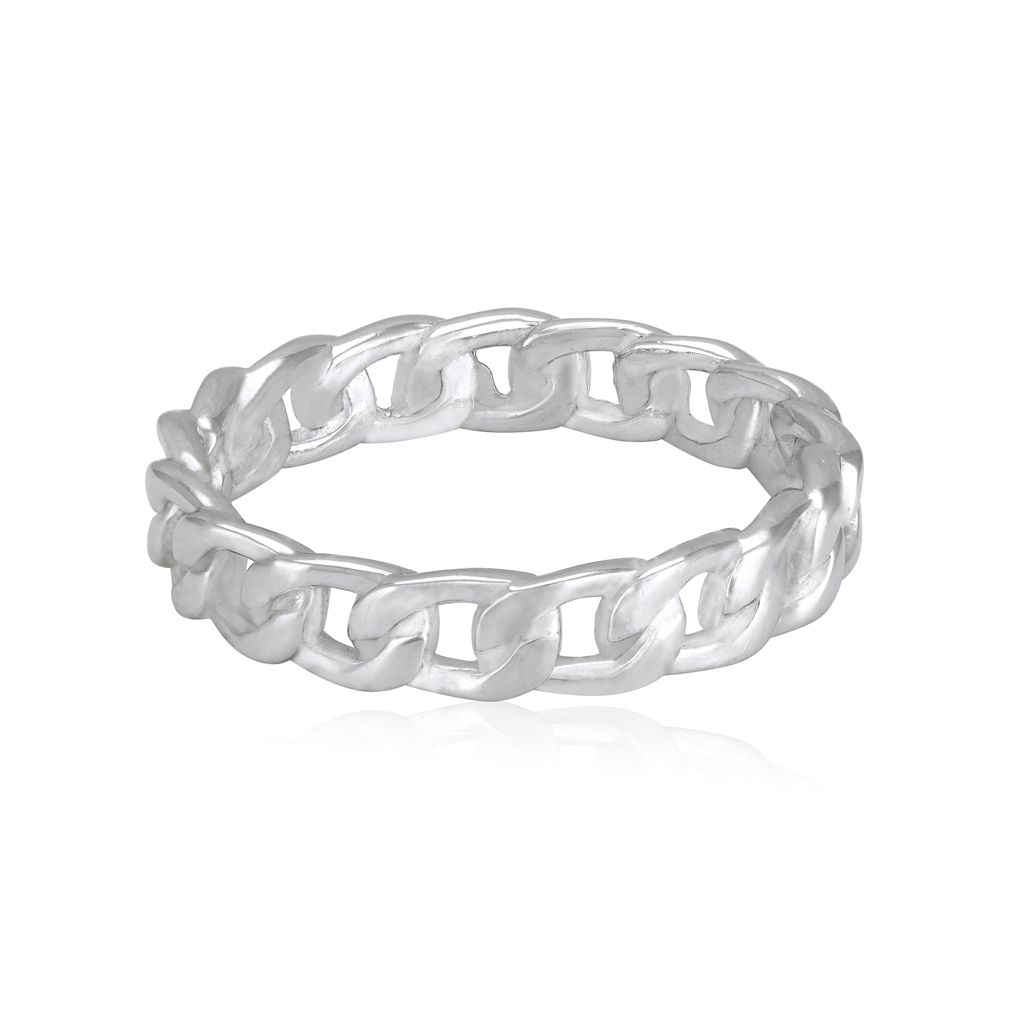925 Sterling Silver Bold Curb Chain Statement Ring
