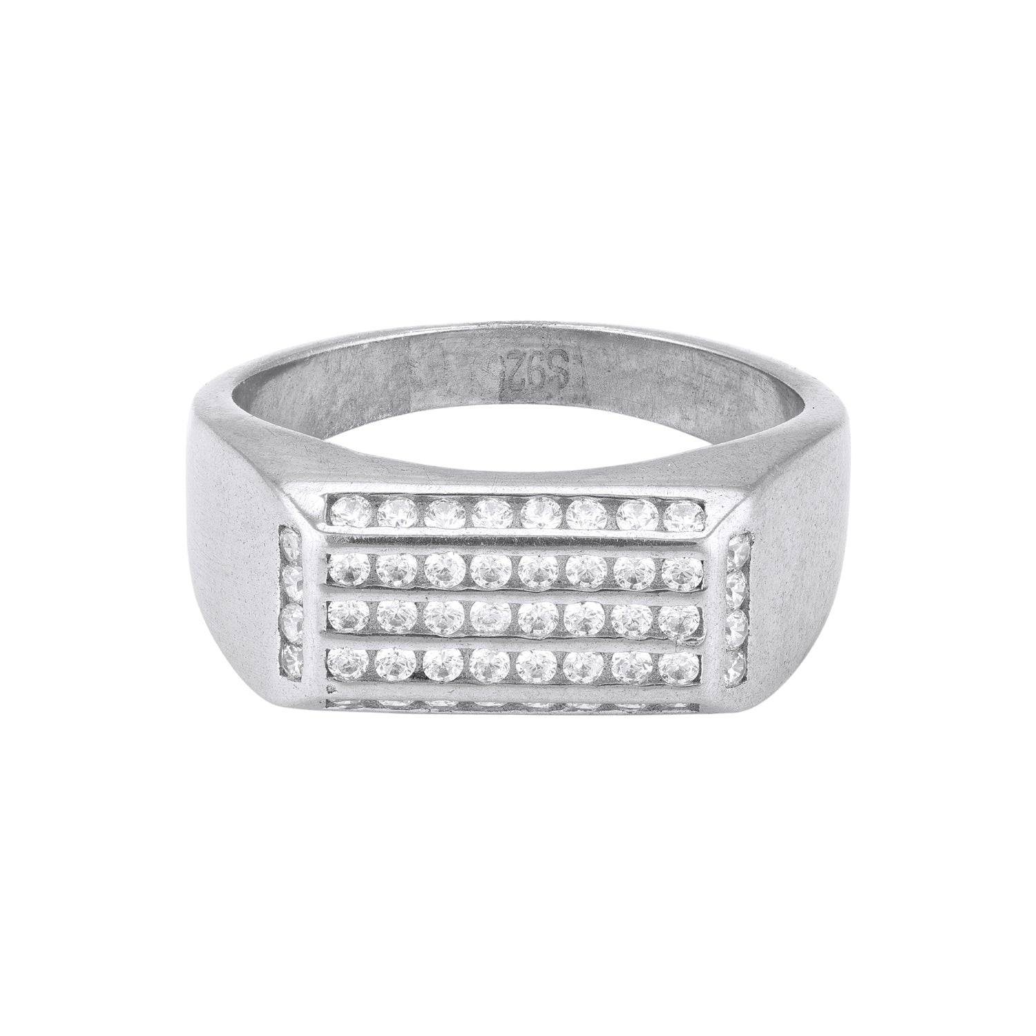 925 Sterling Silver Bold Rectangle Triple-Stripe Ring for Men