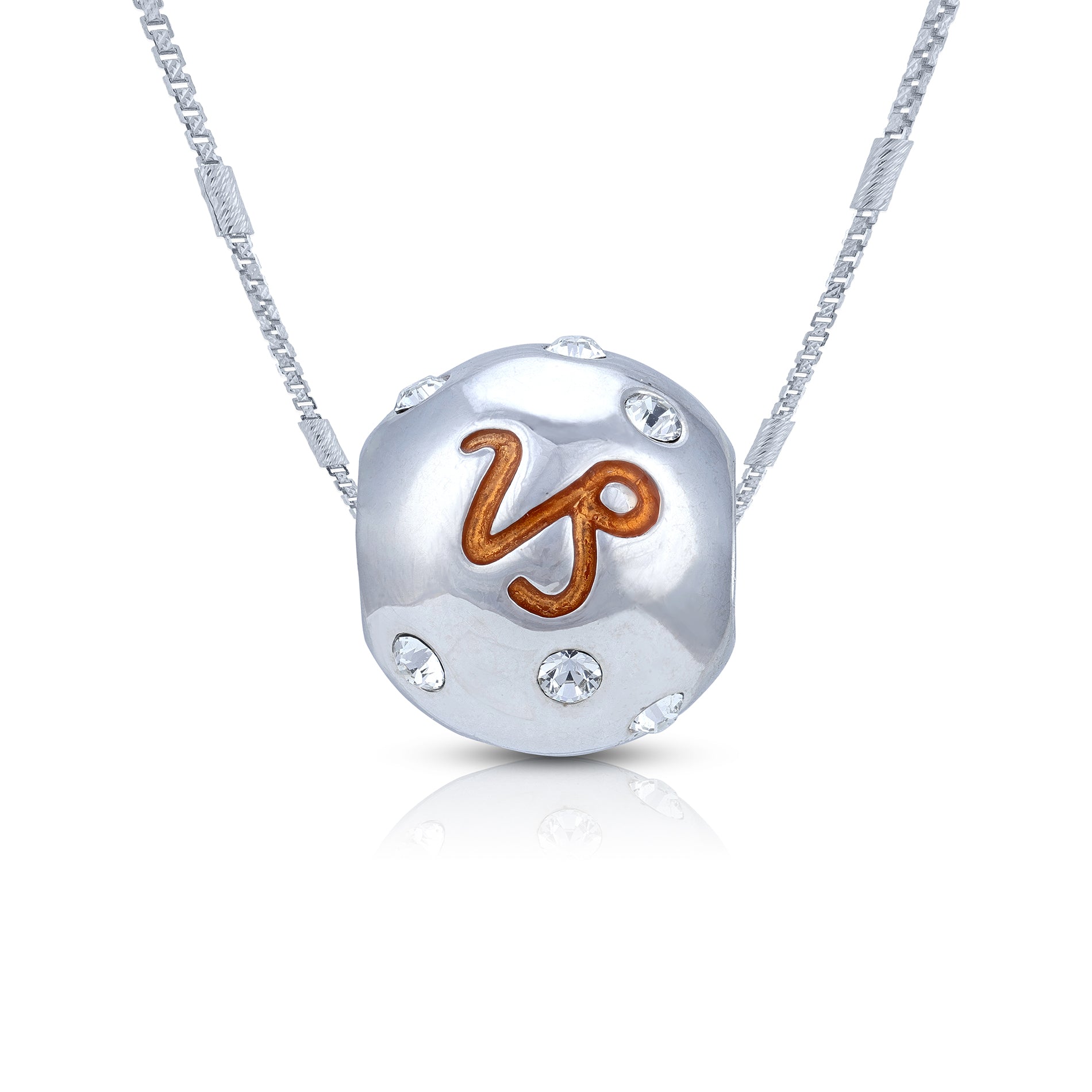 925 Sterling Silver Capricorn Crystal Crest Charm Pendant for Women