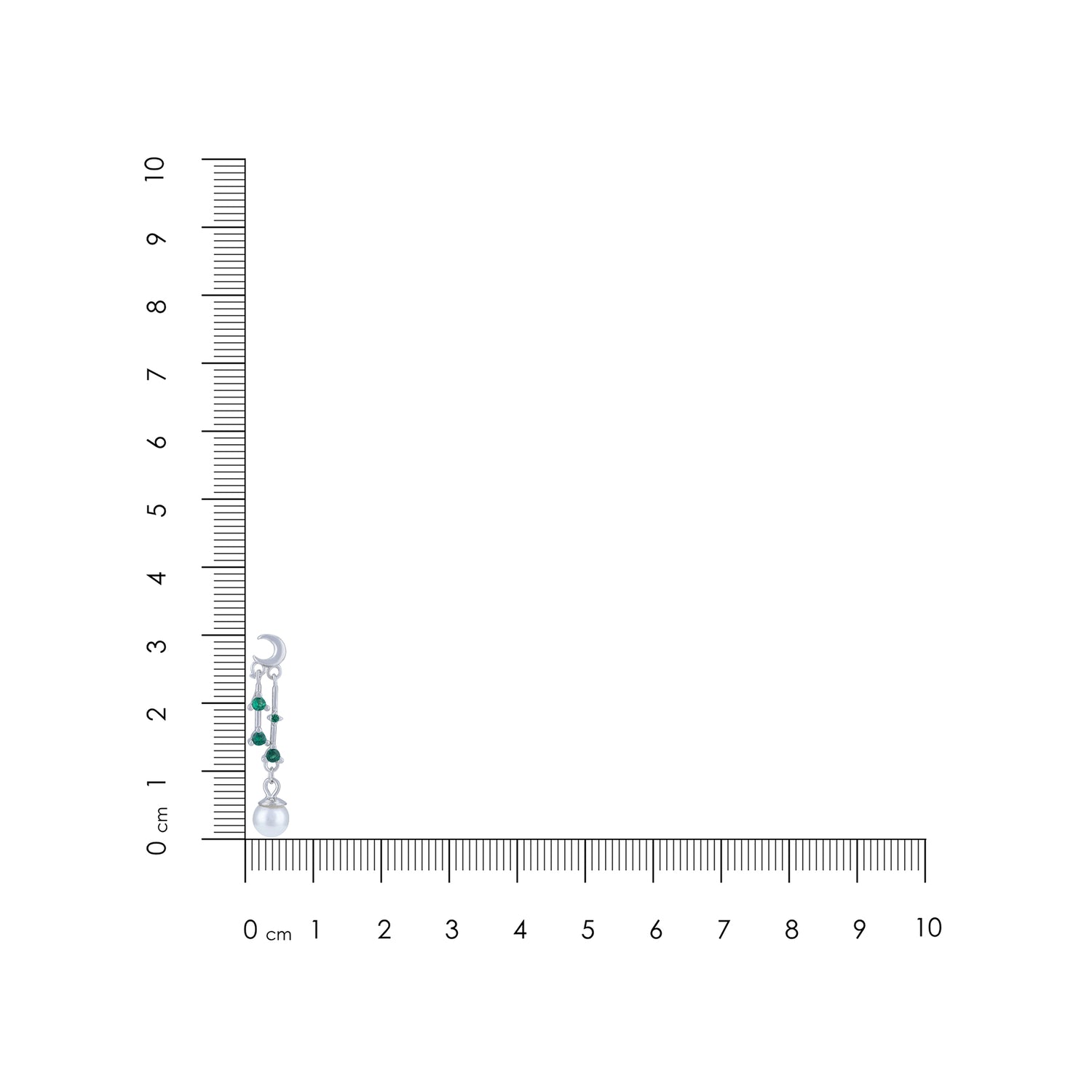 925 Sterling Silver Celestial Moon Emerald Linked Pearl Earring for Women