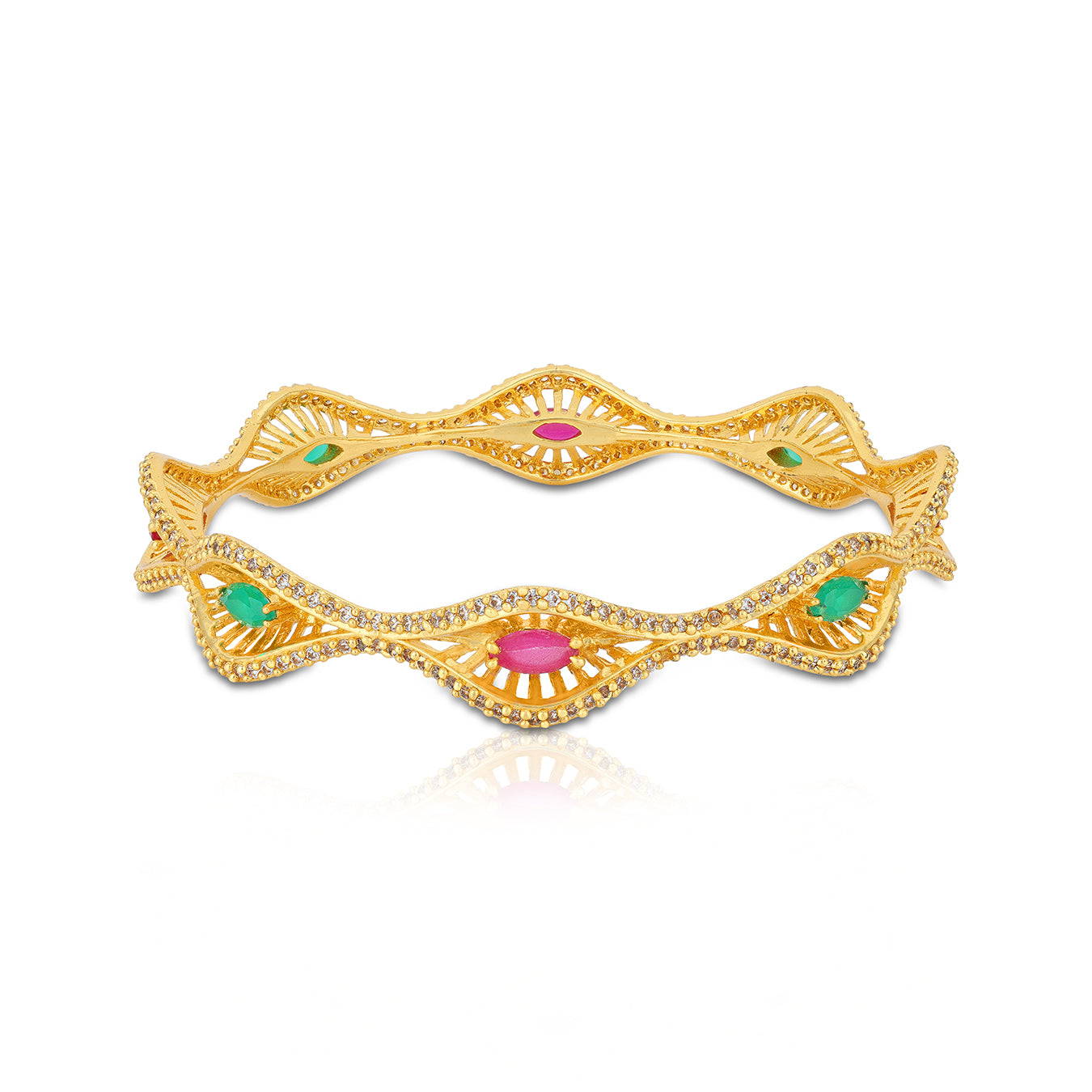 925 Sterling Silver Classic Wavy Stone Bangle for Women