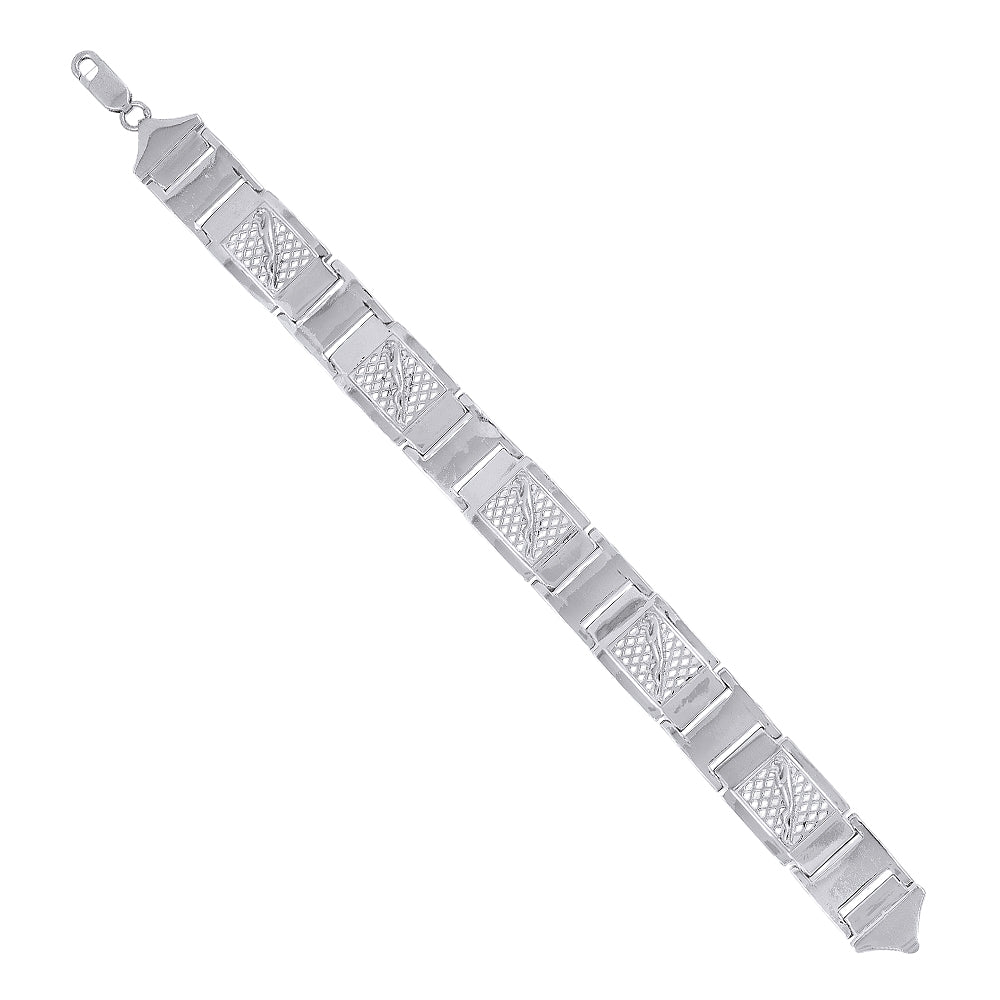 925 Sterling Silver Classy Statement Rhodium Plated Bracelets For Men