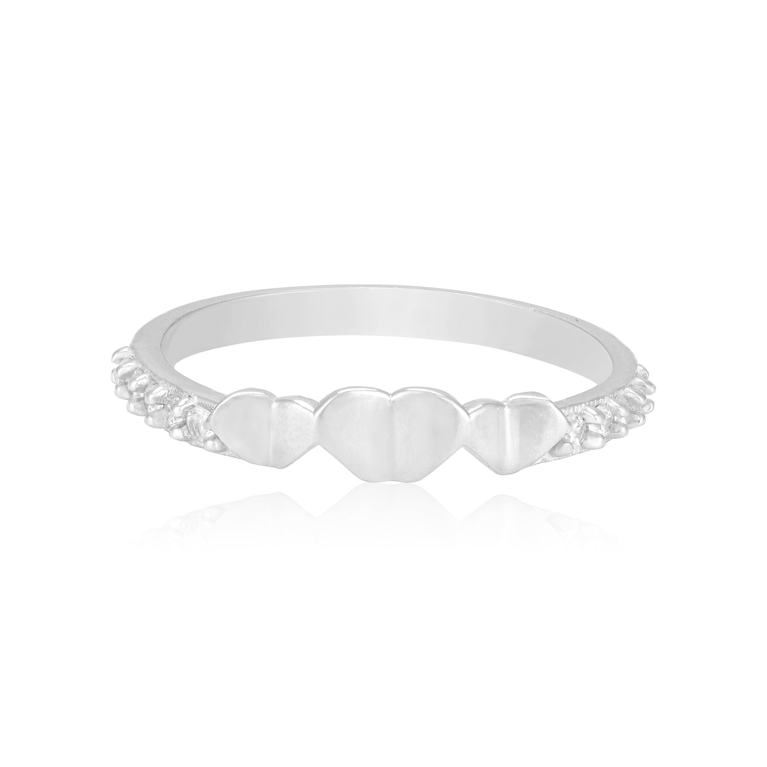 925 Sterling Silver Connected Hearts Radiance Ring for Women
