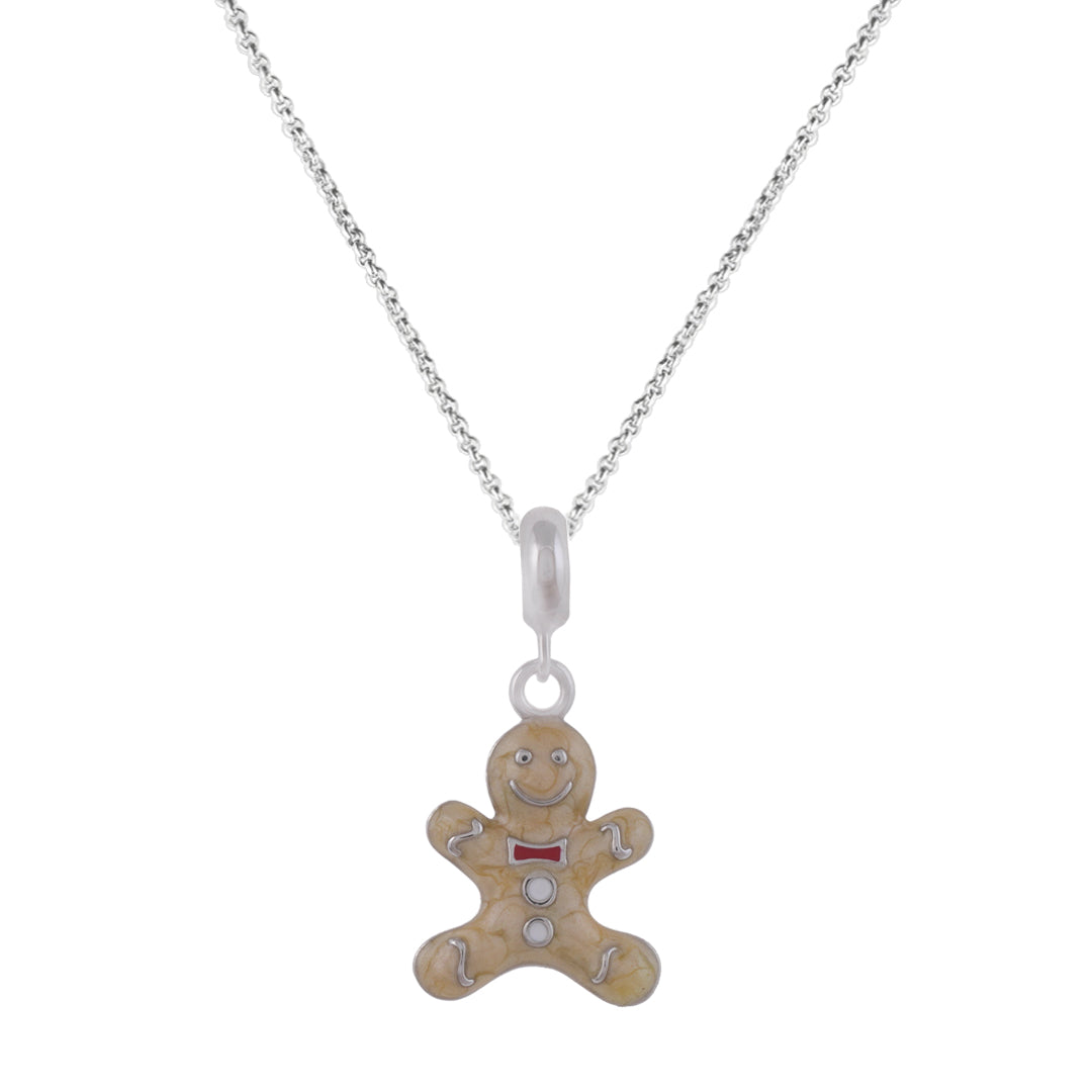 925 Sterling Silver Cookie Man Pendant For Kids