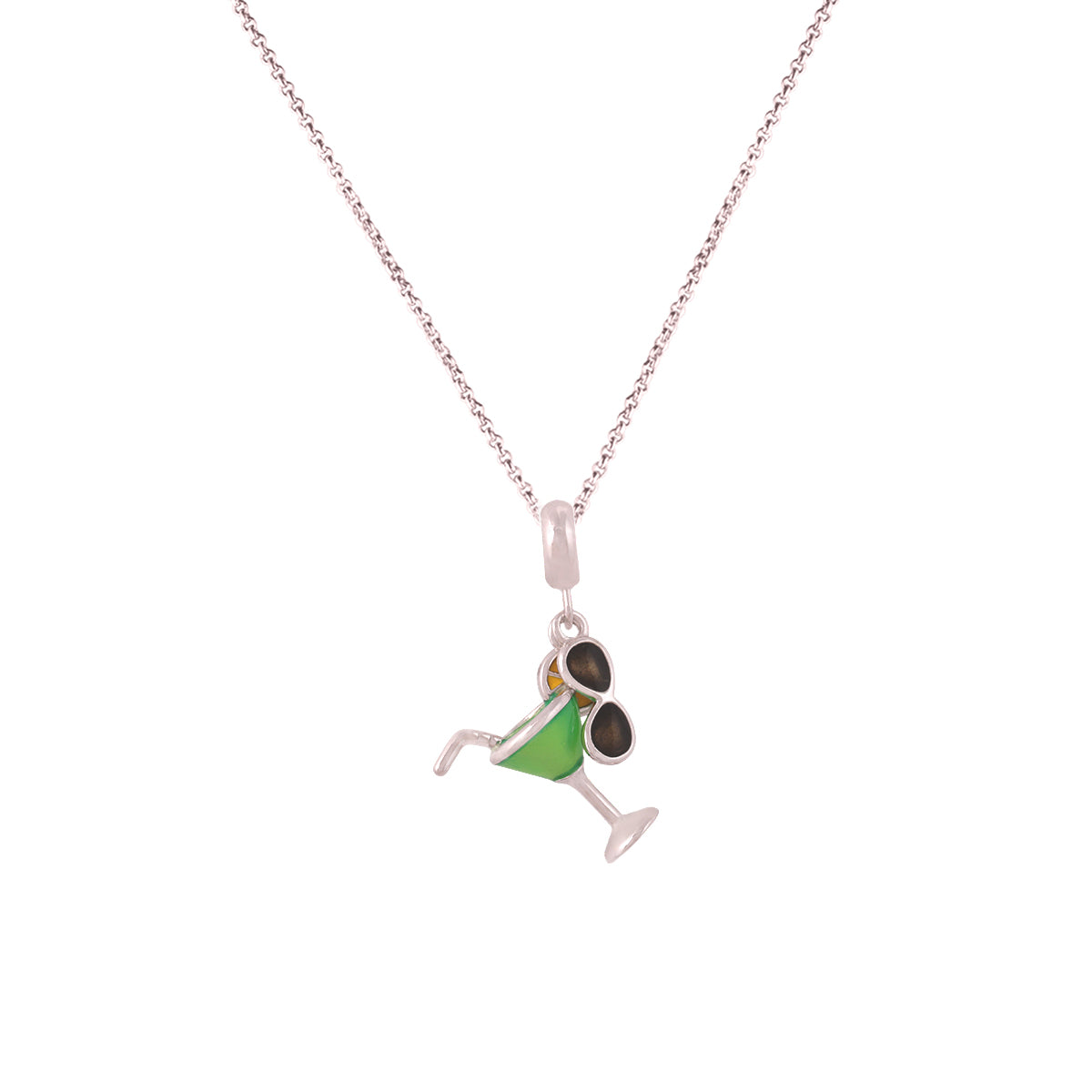 925 Sterling Silver Cool Sips Martini Glass Shades Pendant for Women