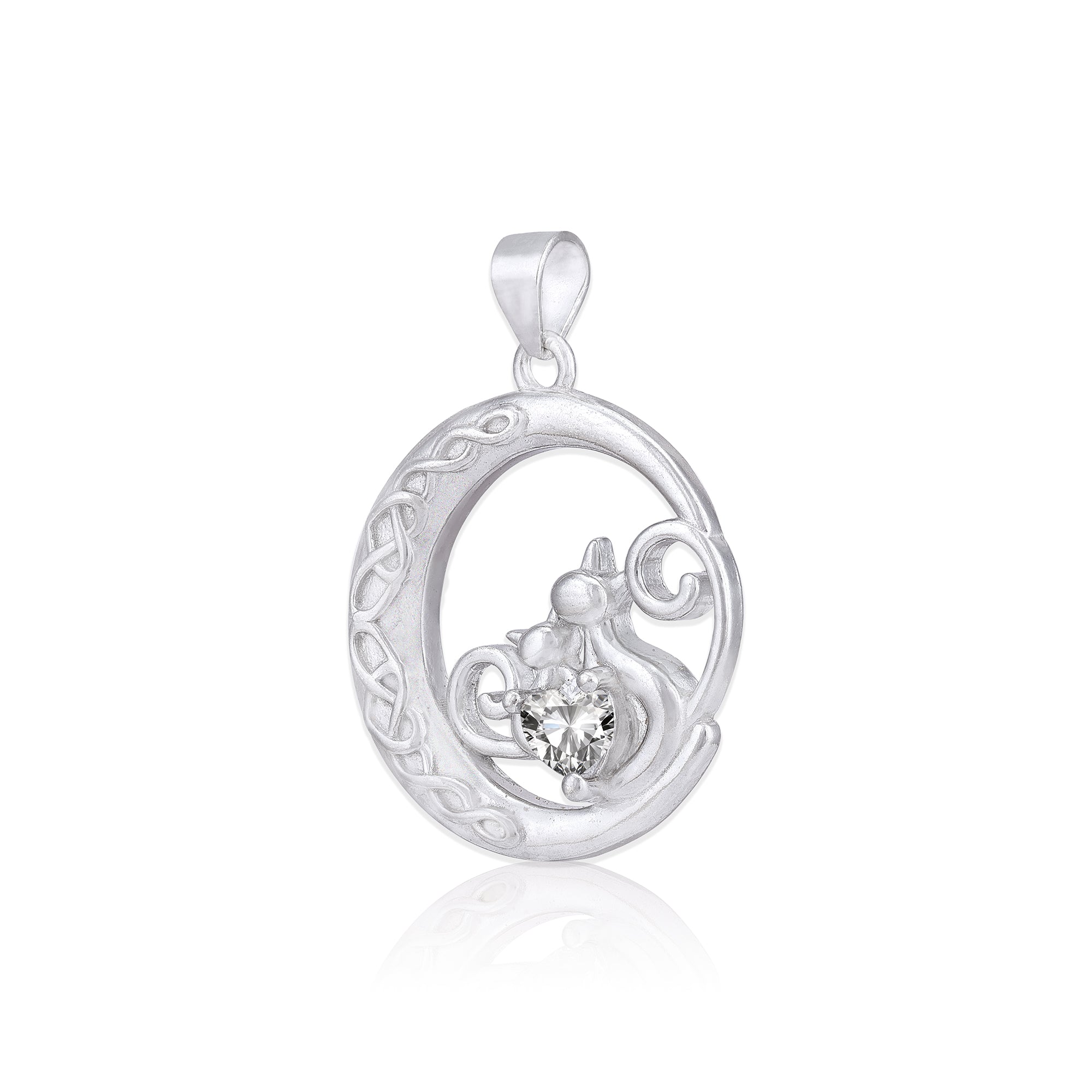 925 Sterling Silver Crescent Embraces Furry Motherhood Pendant Rakhi For Brother
