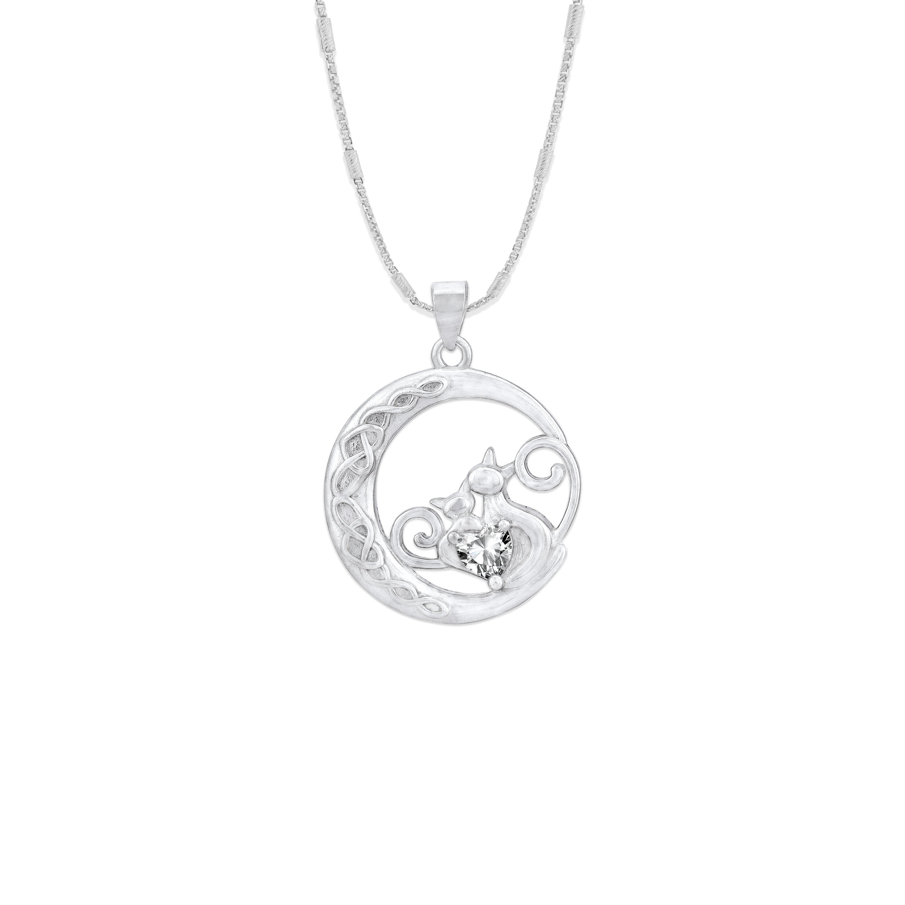 925 Sterling Silver Crescent Embraces Furry Motherhood Pendant Rakhi For Brother