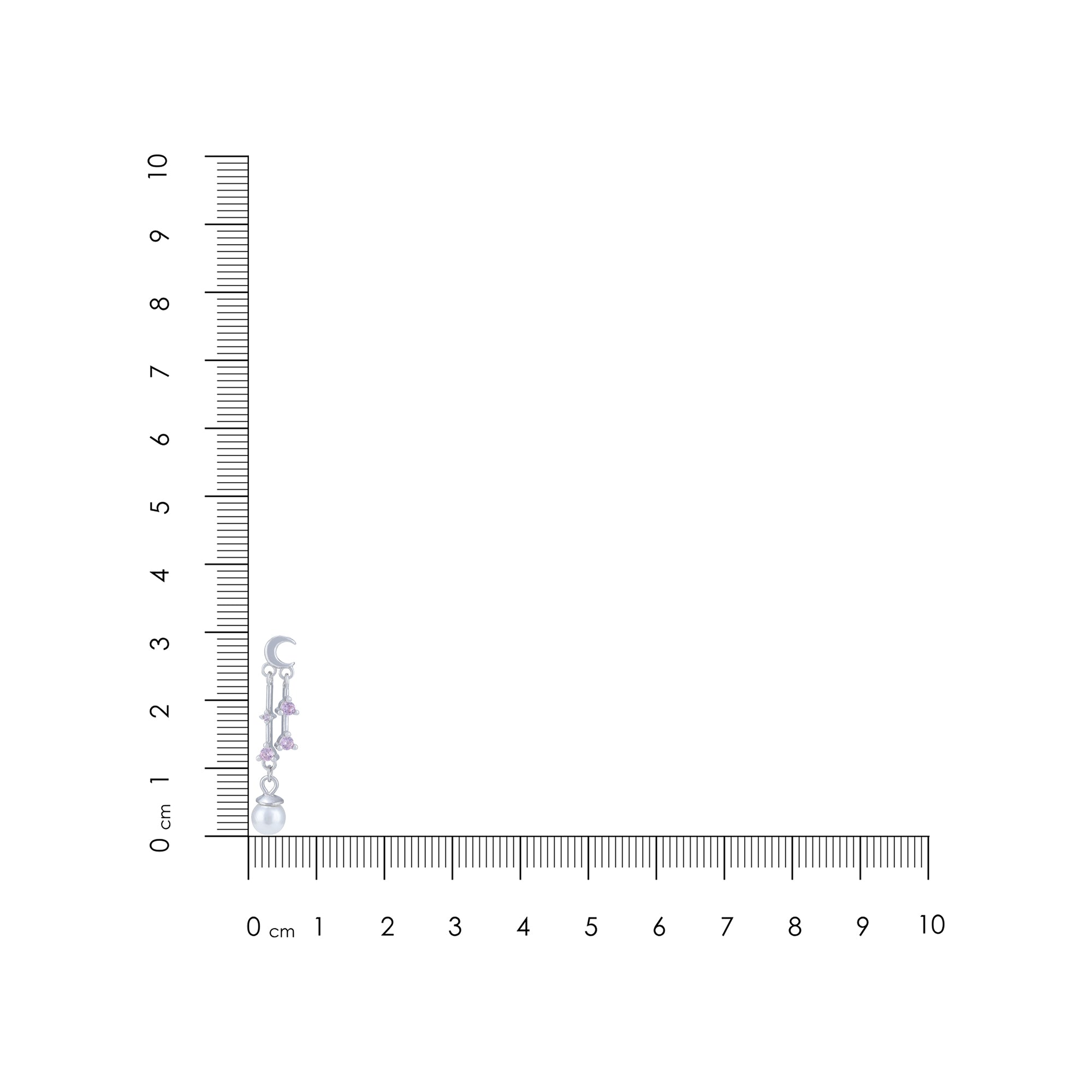 925 Sterling Silver Crescent Moon Pink Crystal Pearl Earring for Women