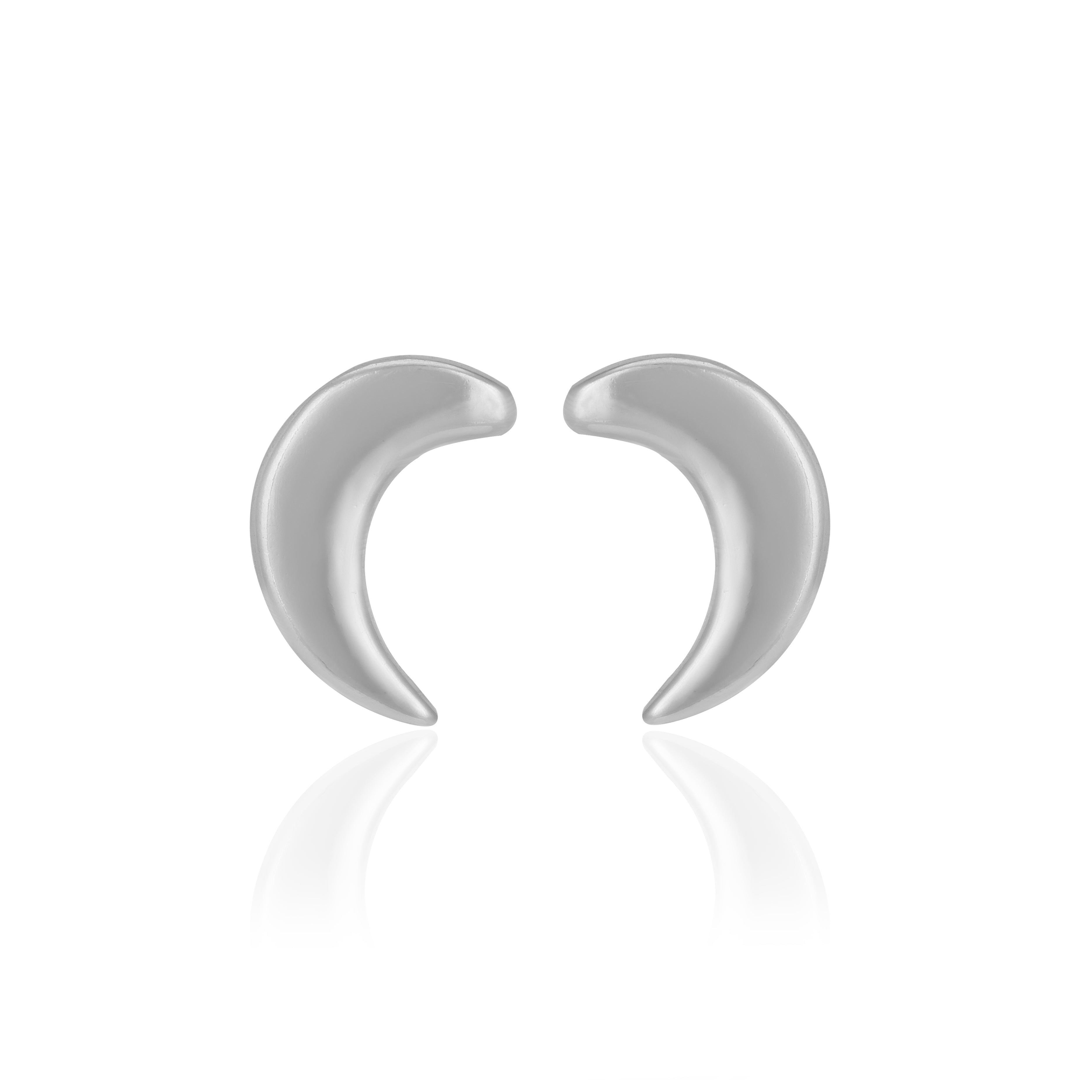 925 Sterling Silver Crescent Tiny Moon Rhodium Plated Earrings For Women
