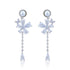 925 Sterling Silver Crystal Flower with Pearl Stud and Dangling Teardrop Earring for Women