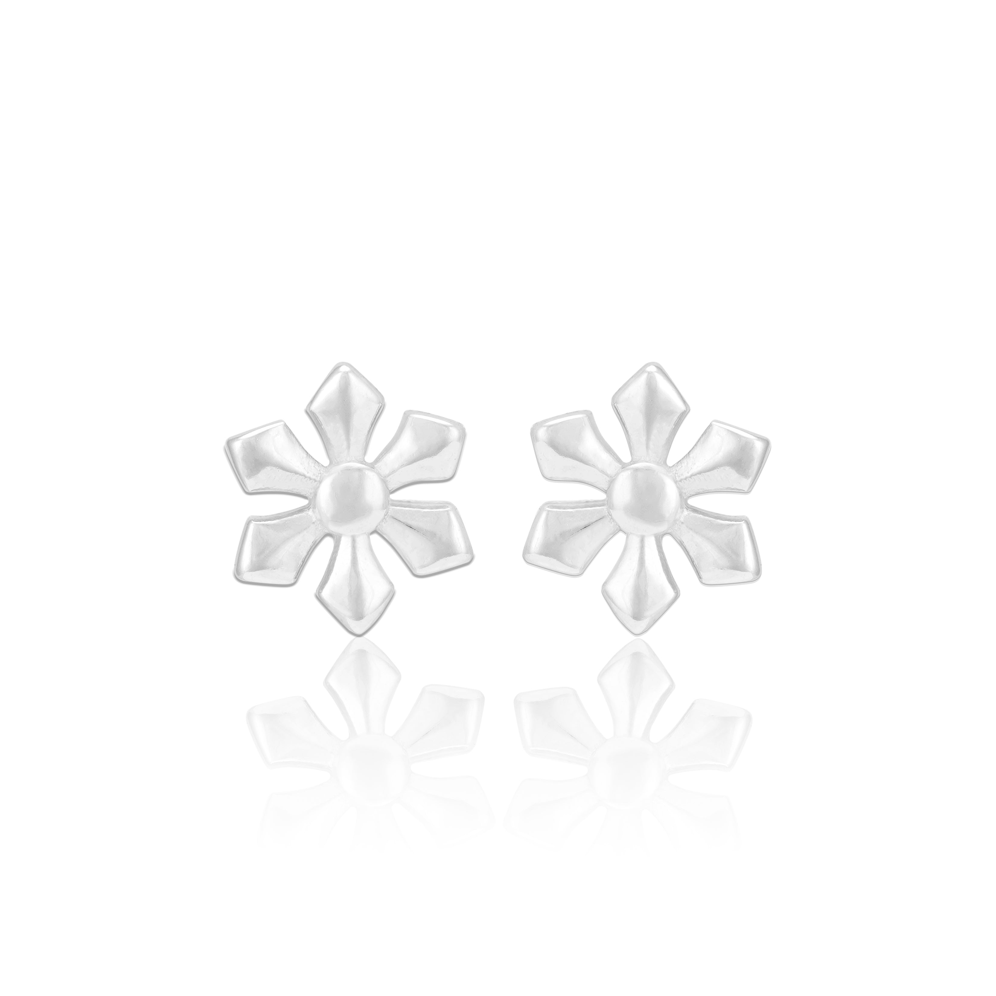 925 Sterling Silver Dainty Fluer Rhodium Plated Earrings For women
