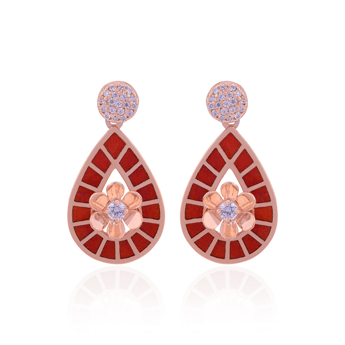 925 Sterling Silver Delicate Floral Teardrop Earrings For Women