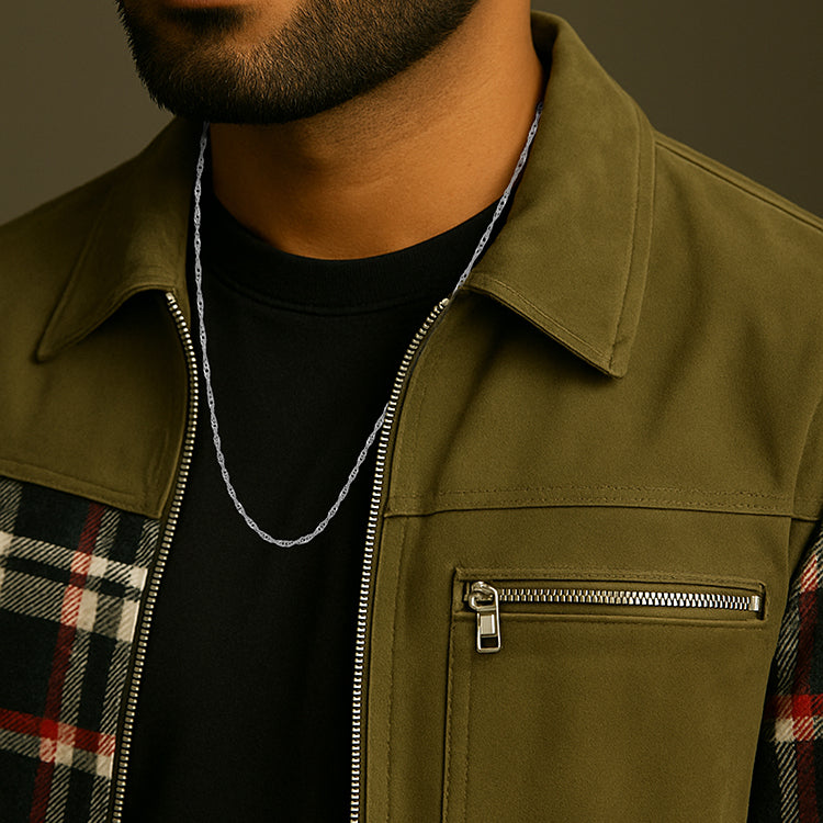 925 Sterling Silver Delicate Rope Link Chain for Men