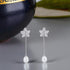 925 Sterling Silver Delicate Star Chain Link Pearl Drop Earrings for Women