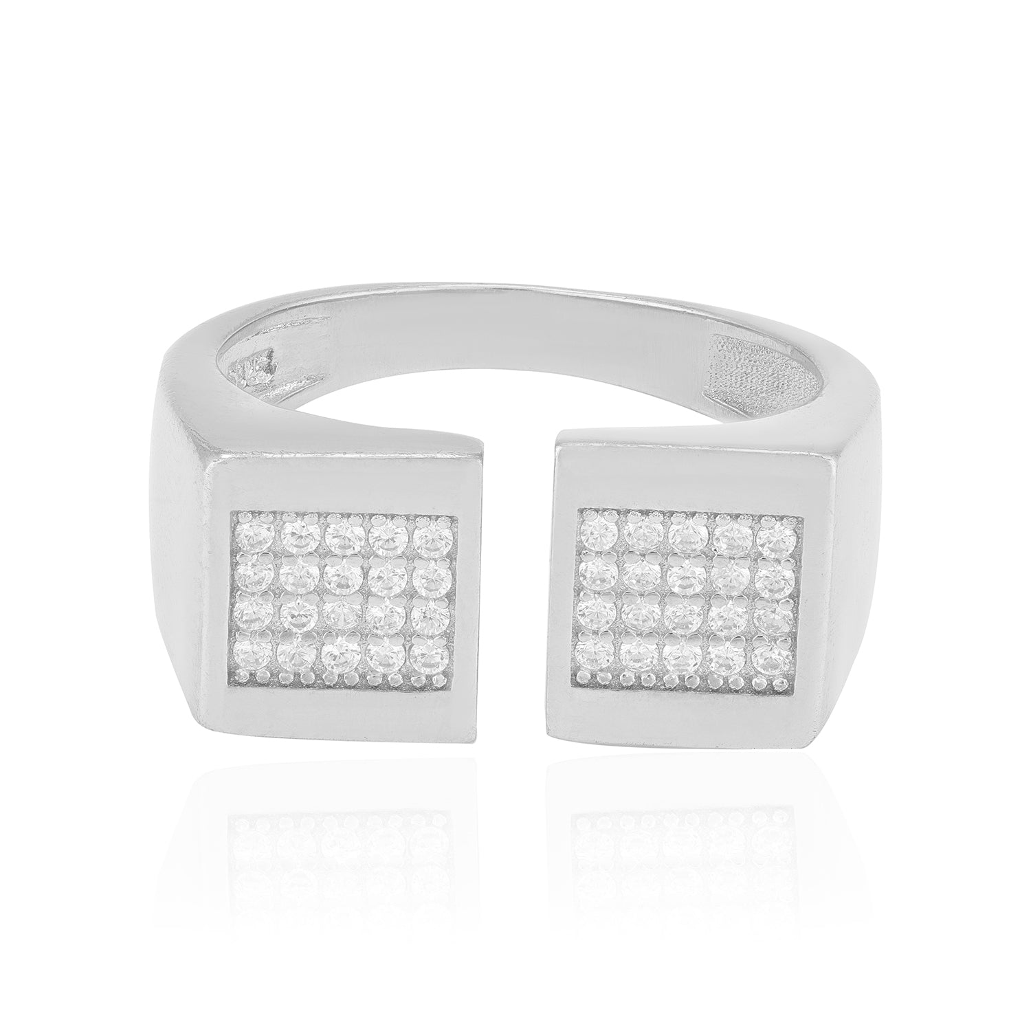 925 Sterling Silver Diamond Axis Split Rhodium Plated Band for Men