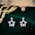 925 Sterling Silver Dual Star Diamond Stud Earrings with Open Frame and Polished Accent for Women
