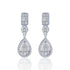 925 Sterling Silver Elegant Dual-Cut Crystal Teardrop Hanging Earring for Women