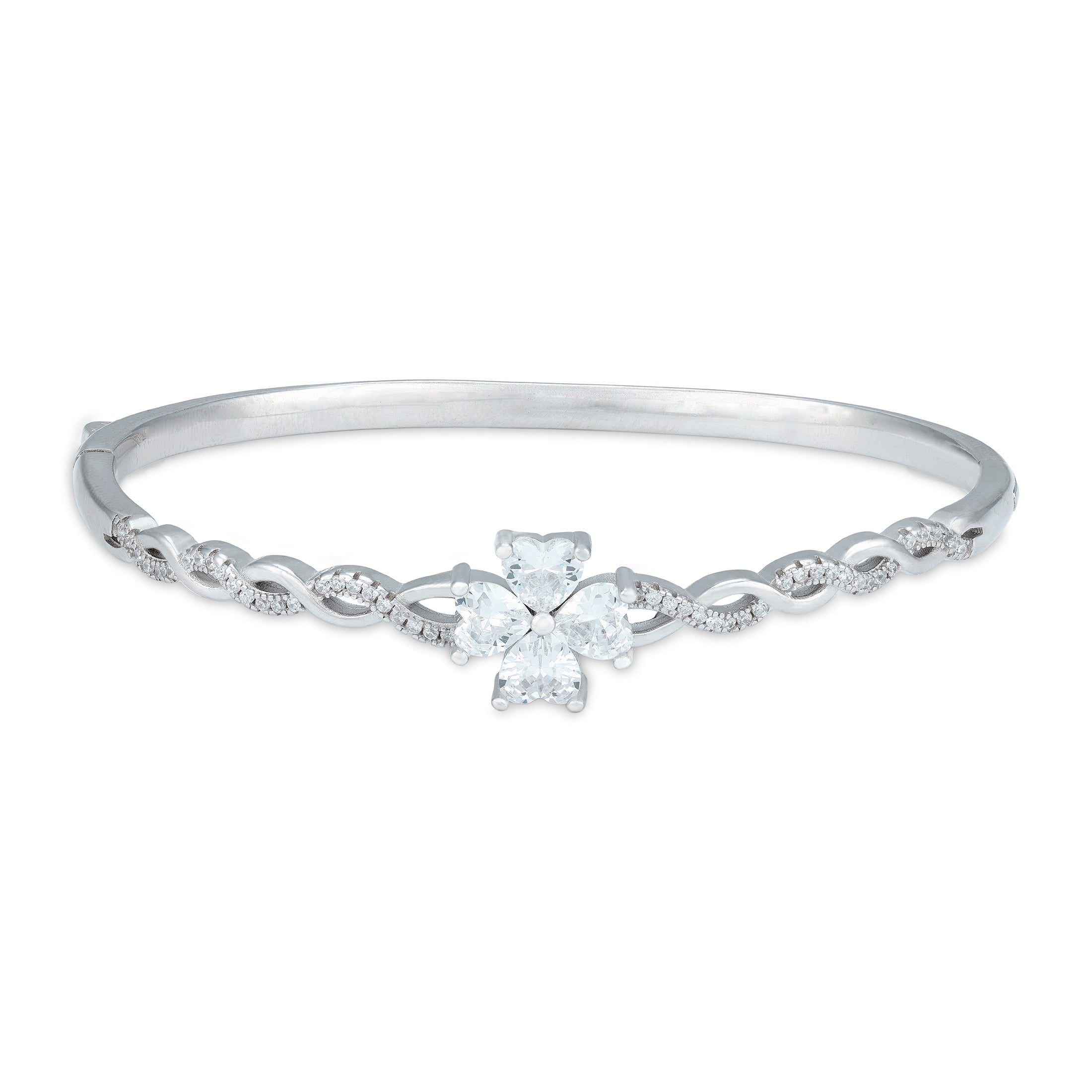 925 Sterling Silver Elegant Infinity Motif with Square-Cut Stone Kada for Women