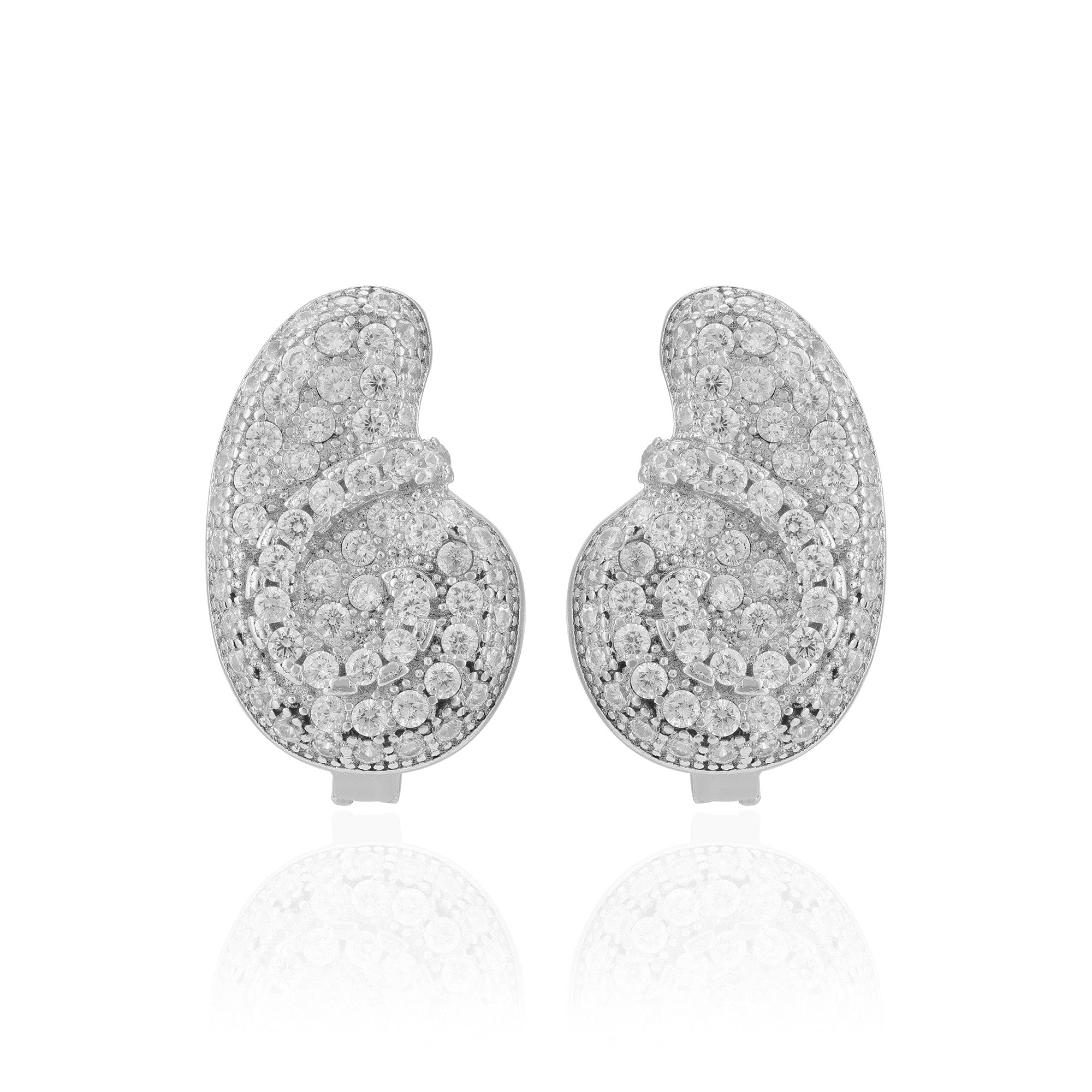 925 Sterling Silver Elegant Swirl Rhodium Plated Earrings For Women
