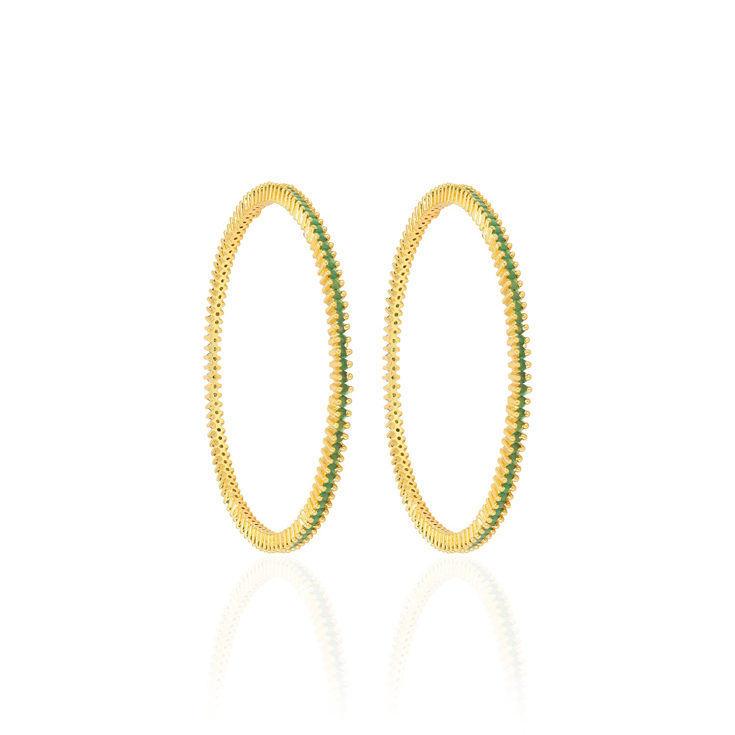 925 Sterling Silver Emerald Floral Cut work Gold Plated Bangles For Women