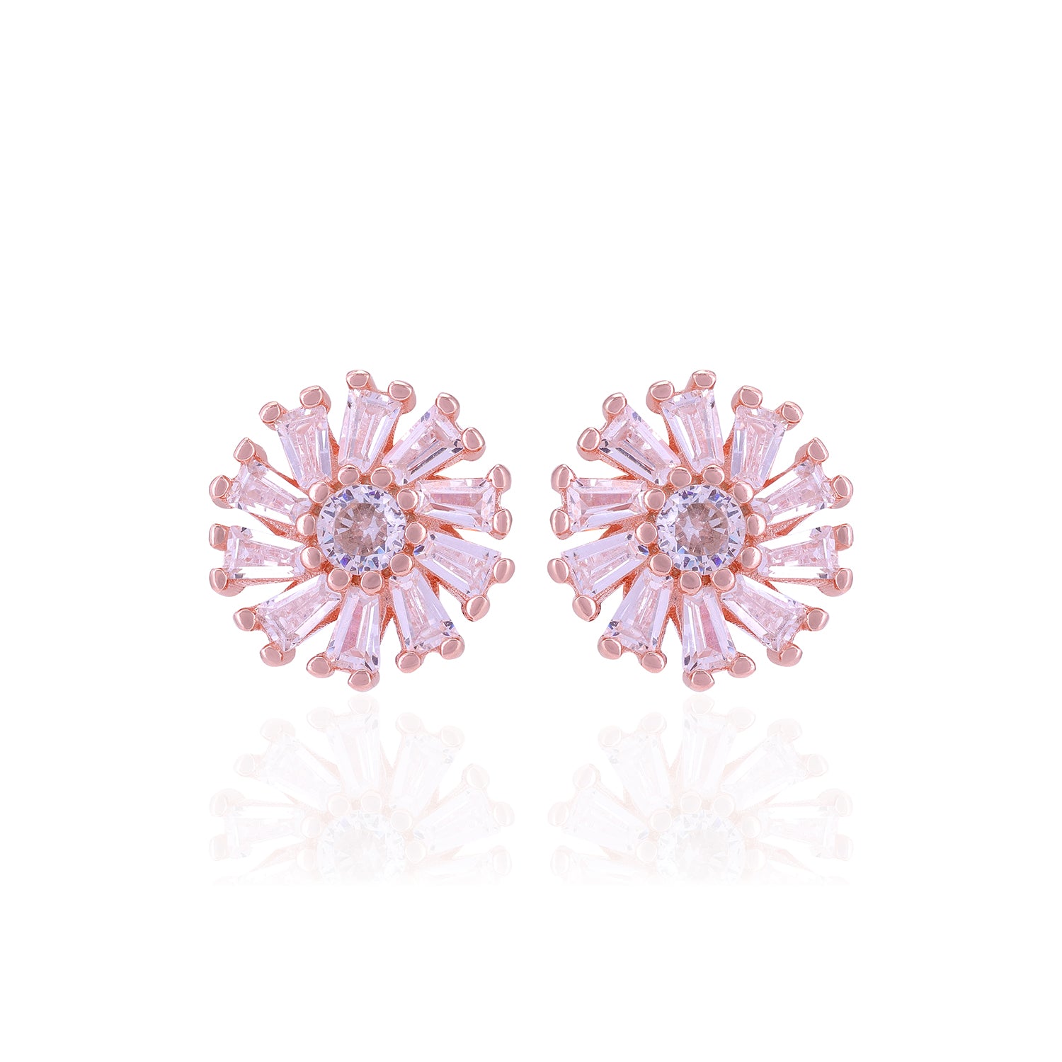 925 Sterling Silver Emerald White Flower Pattern Earrings For Women