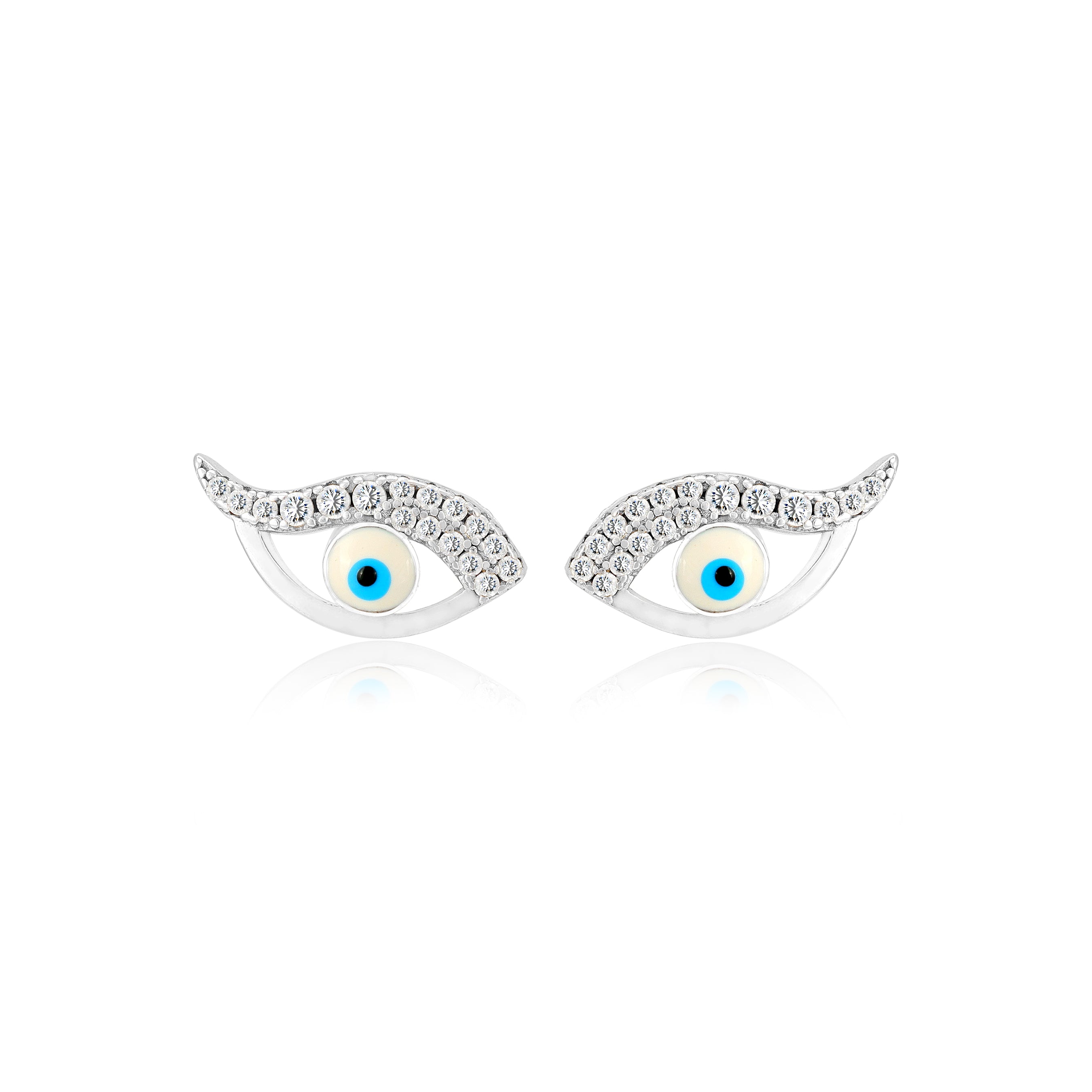 925 Sterling Silver Enchanted Evil Eye Rhodium Plated Earrings for Women