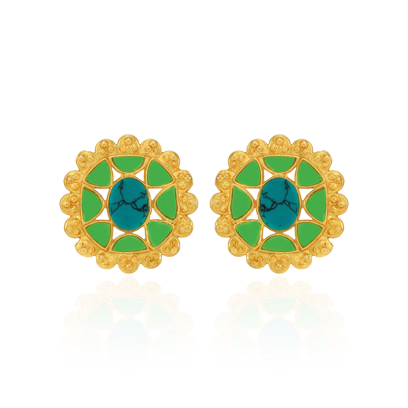 925 Sterling Silver Enchanted Green Sun Earrings for Women