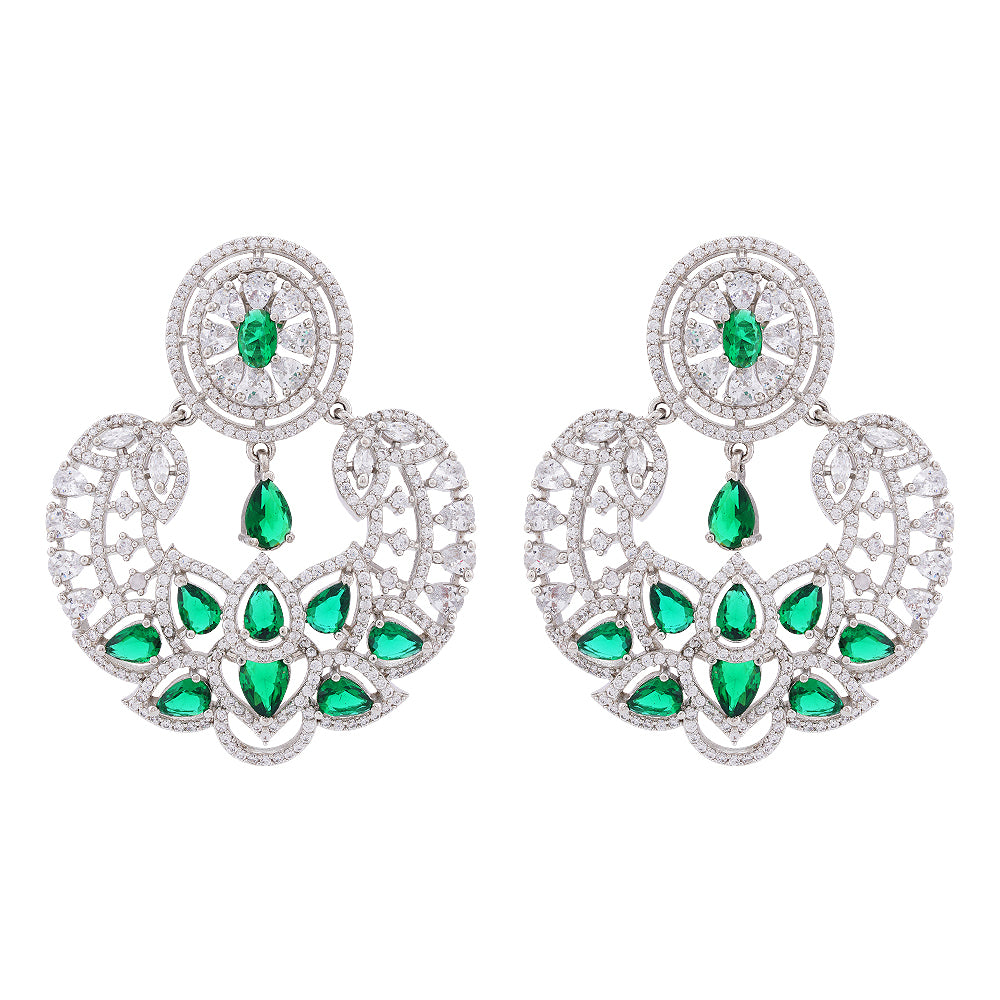 925 Sterling Silver Eternal Green Glow Earring
