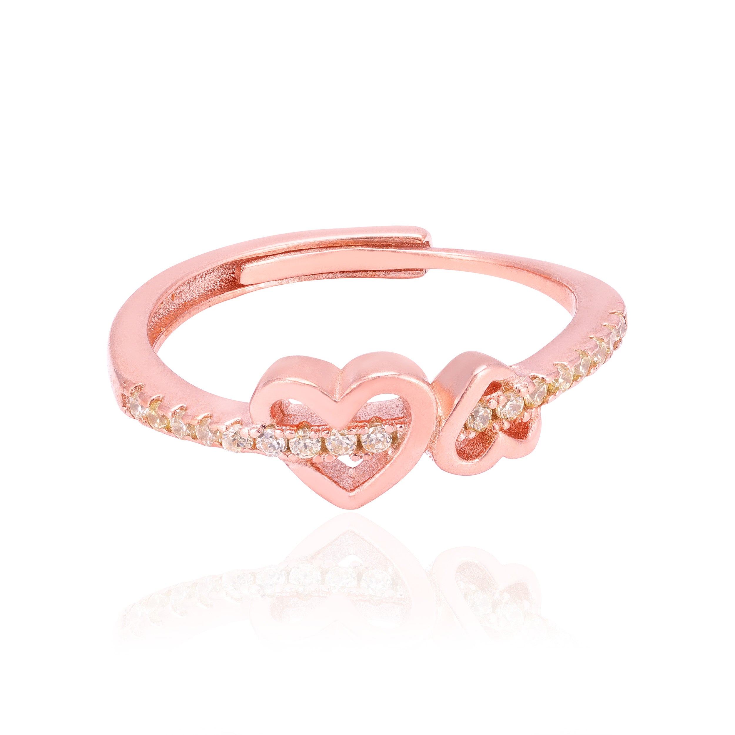 925 Sterling Silver Eternal Hearts Rose Gold Plated Ring for Women