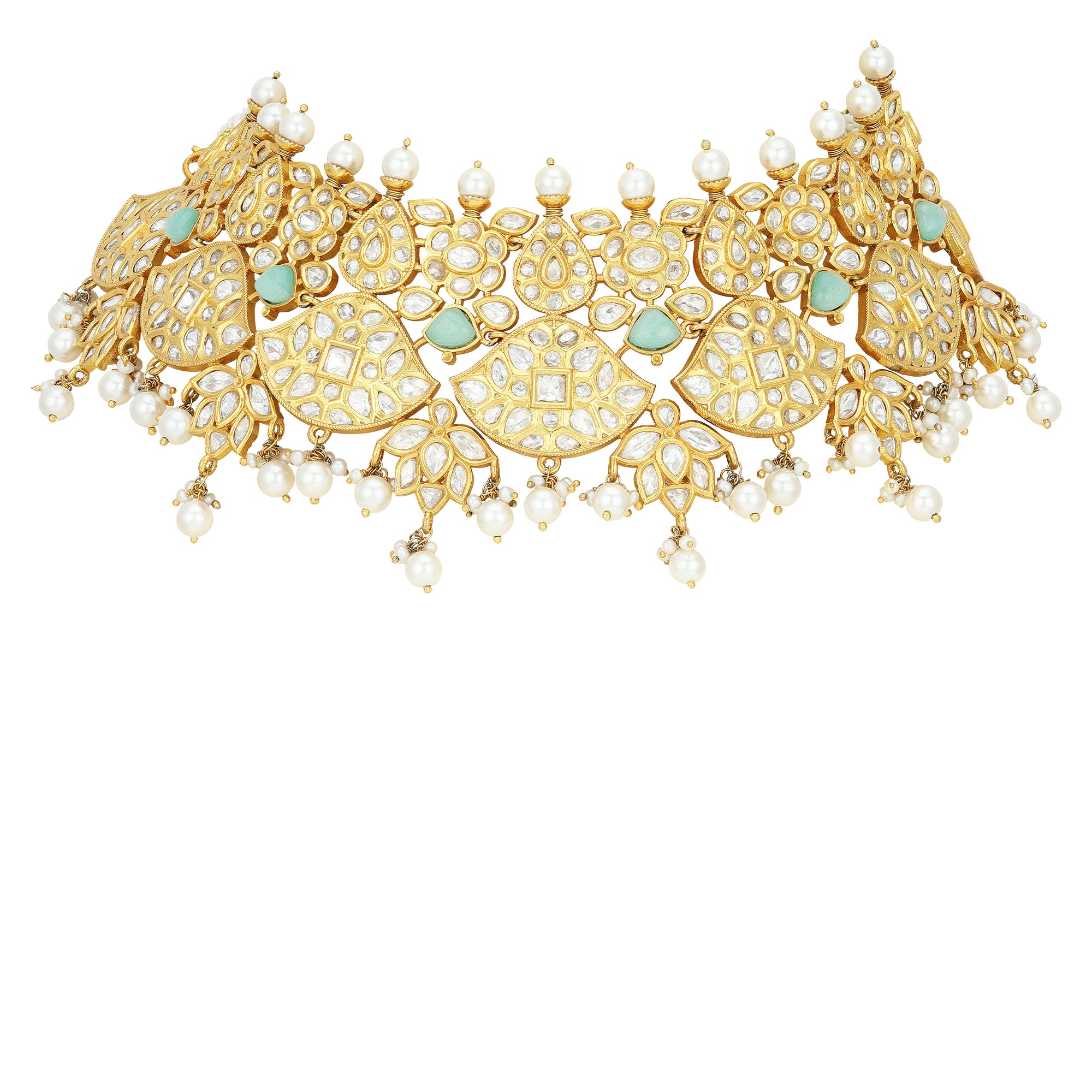 Ethereal Leaf Glow 925 Sterling Silver Necklace for Women with Pearl and Gold-Tone Detailing