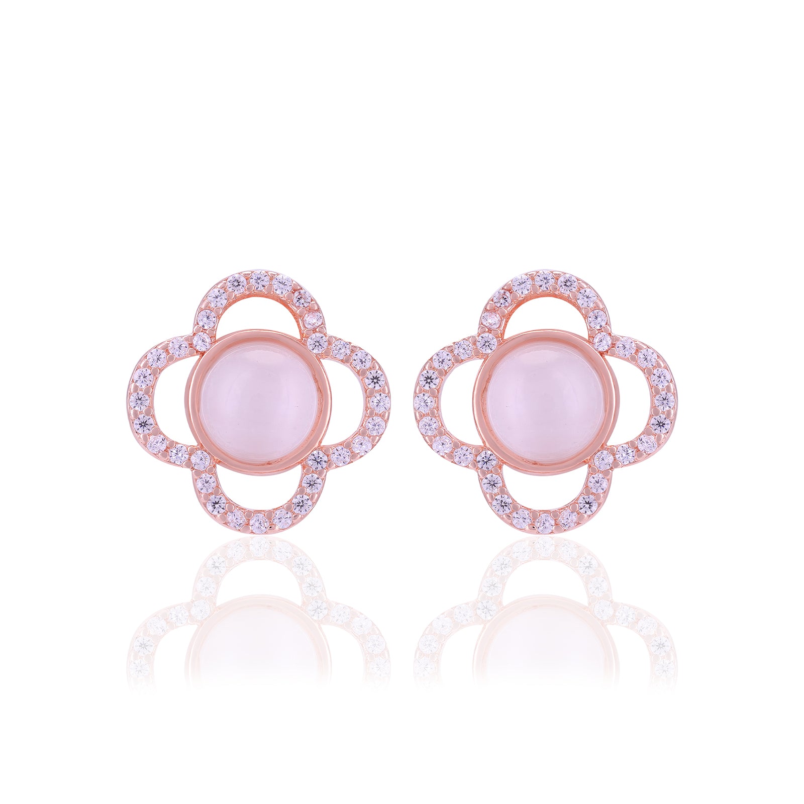 925 Sterling Silver Floral Center Pearl Earrings For Women