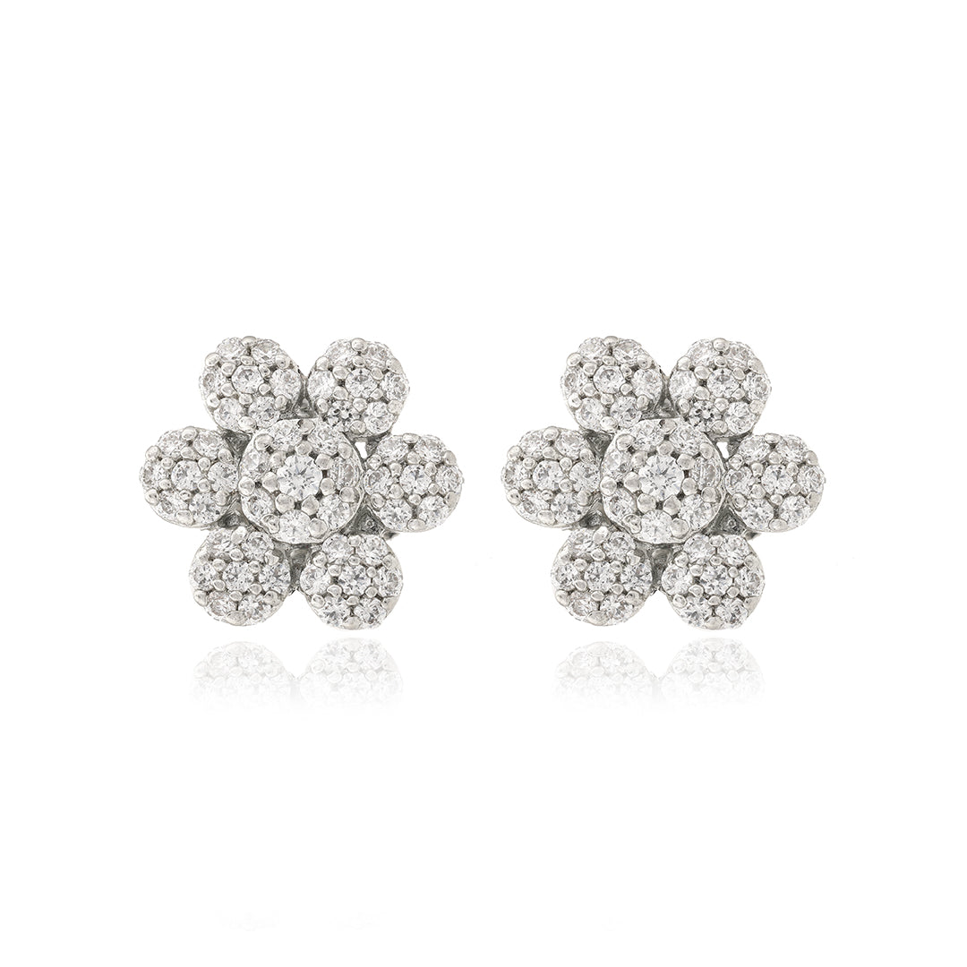 925 Sterling Silver Floral Charm Stud