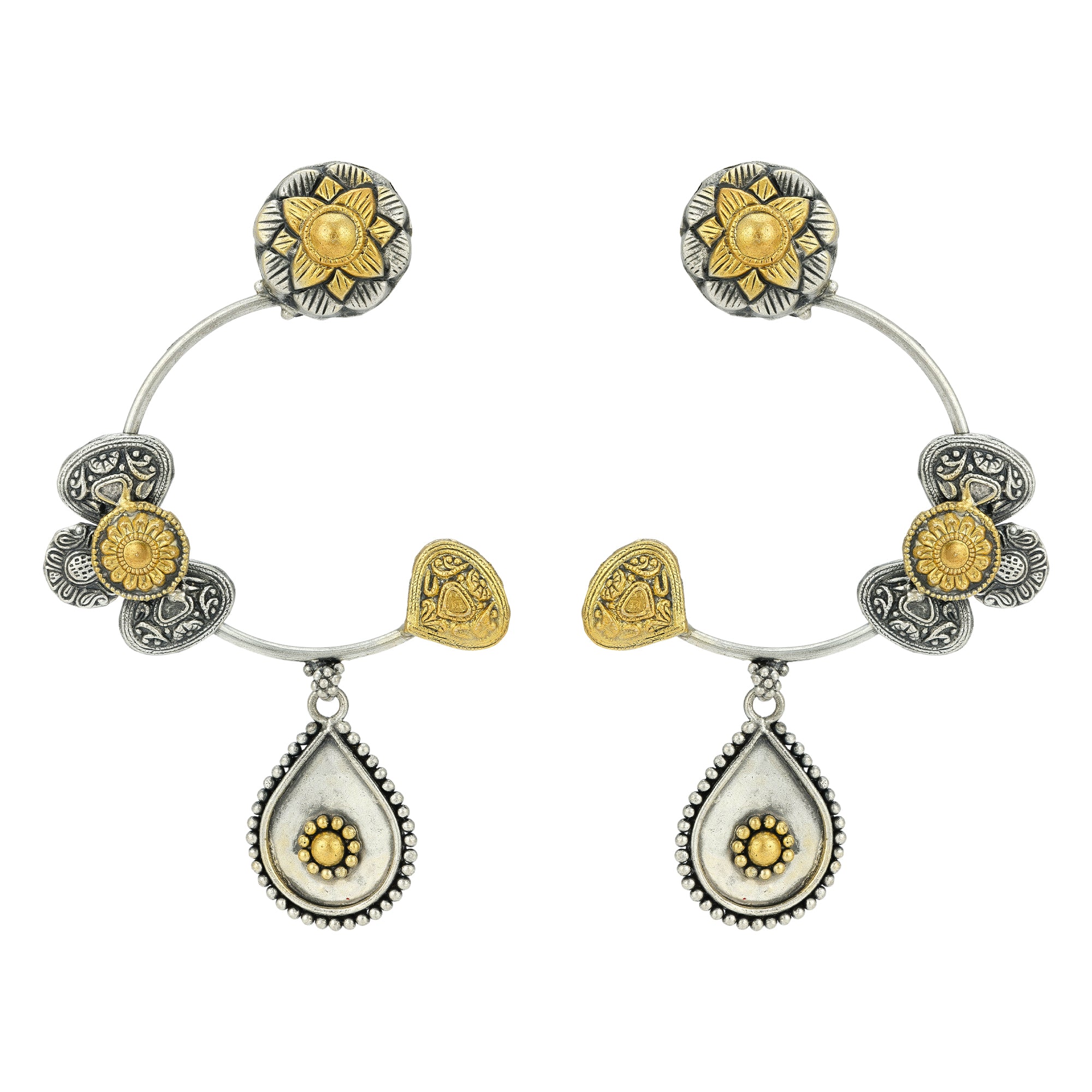 925 Sterling Silver Floral Circle Teardrop Fusion for women