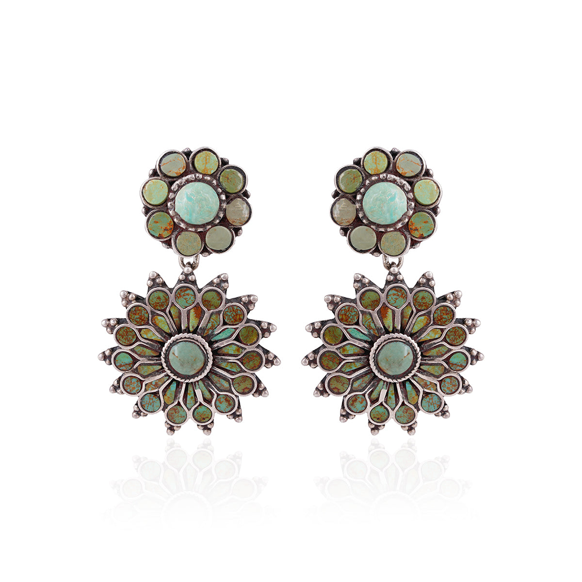 925 Sterling Silver Floral Cluster Dangle Earrings for Women