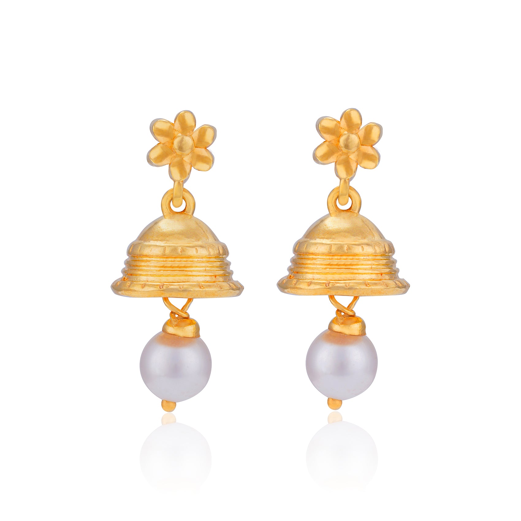 925 Sterling Silver Floral Dome Pearl Drop Earrings for Women