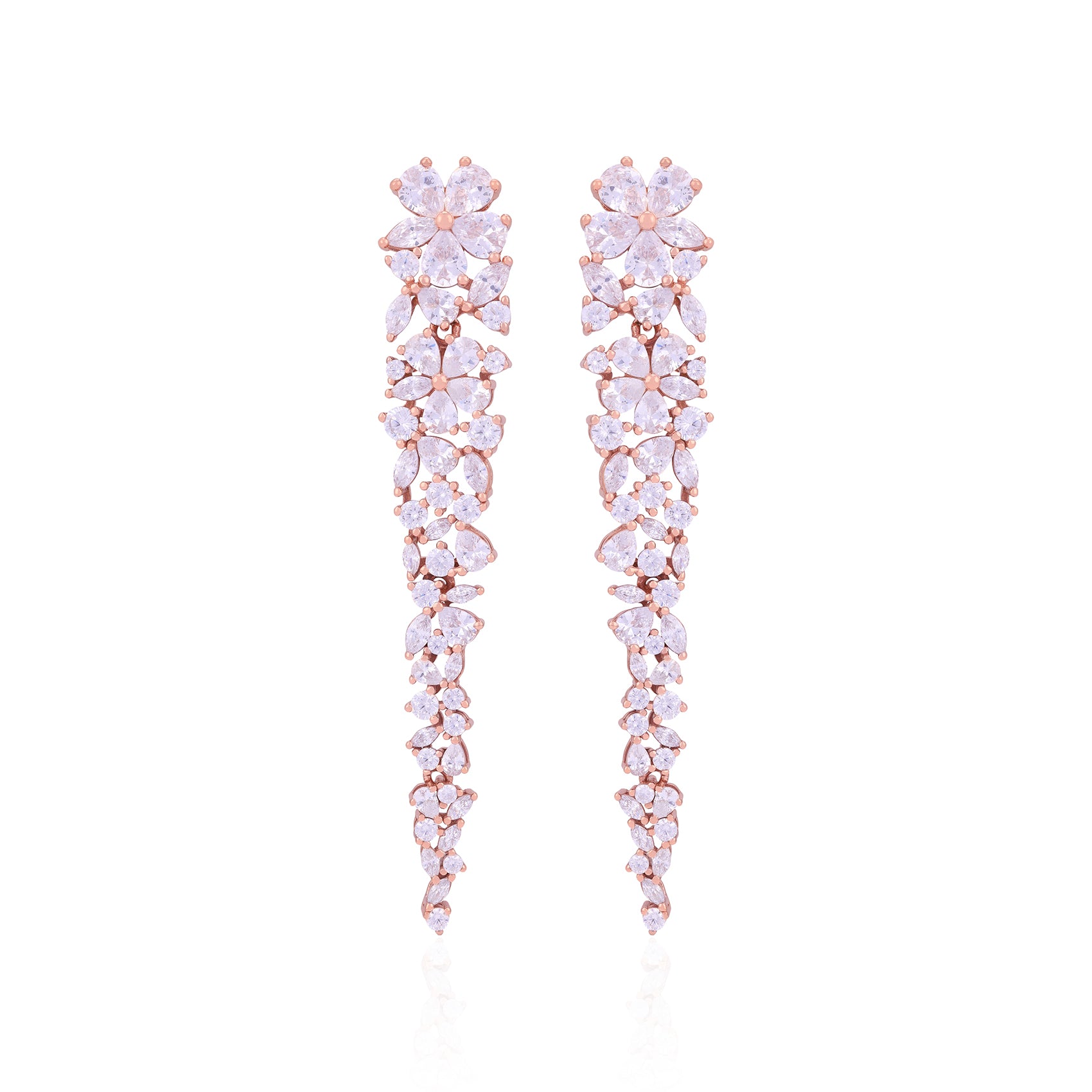 925 Sterling Silver Floral Leaf Cascade Earrings For Women