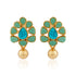925 Sterling Silver Floral Turquoise Gold Drop Earrings For Women