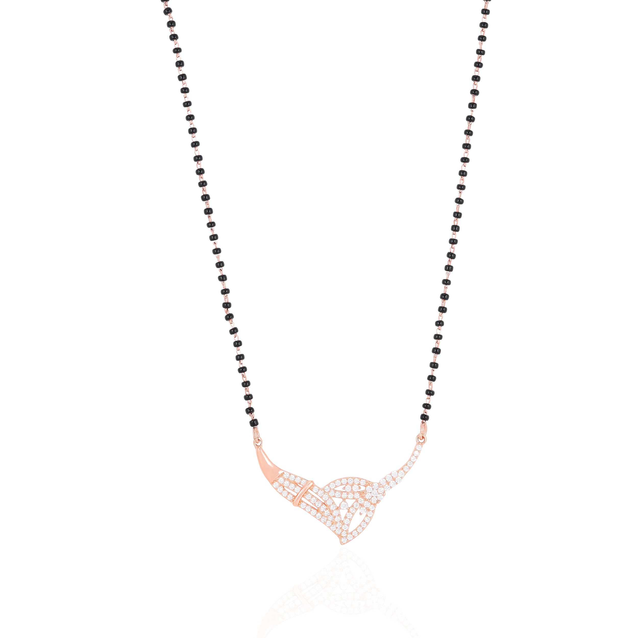 925 Sterling Silver Foliage Rose Gold Mangalsutra For Women