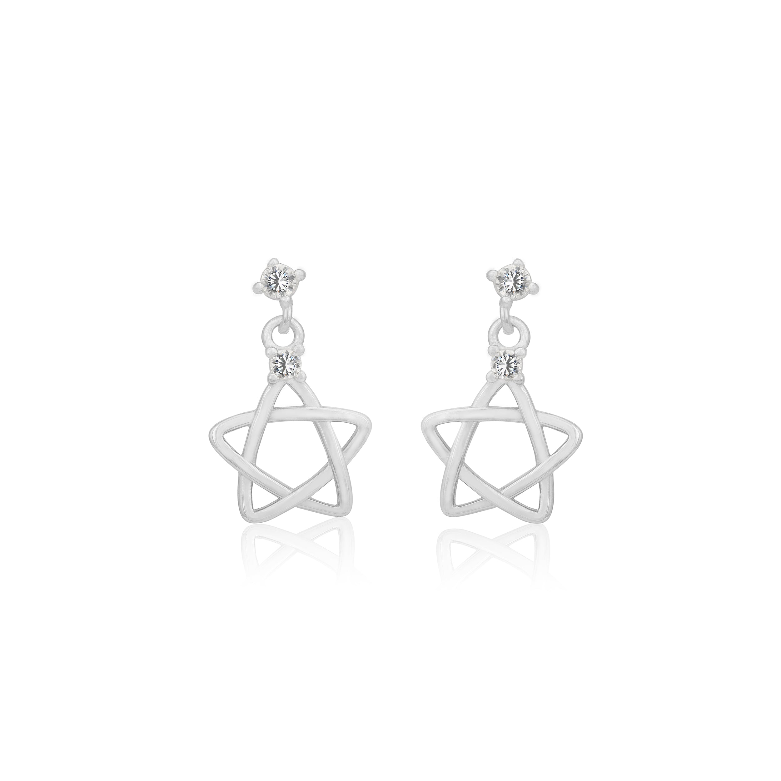 925 Sterling Silver Galactic Star Drop Rhodium Plated Earrings For Women