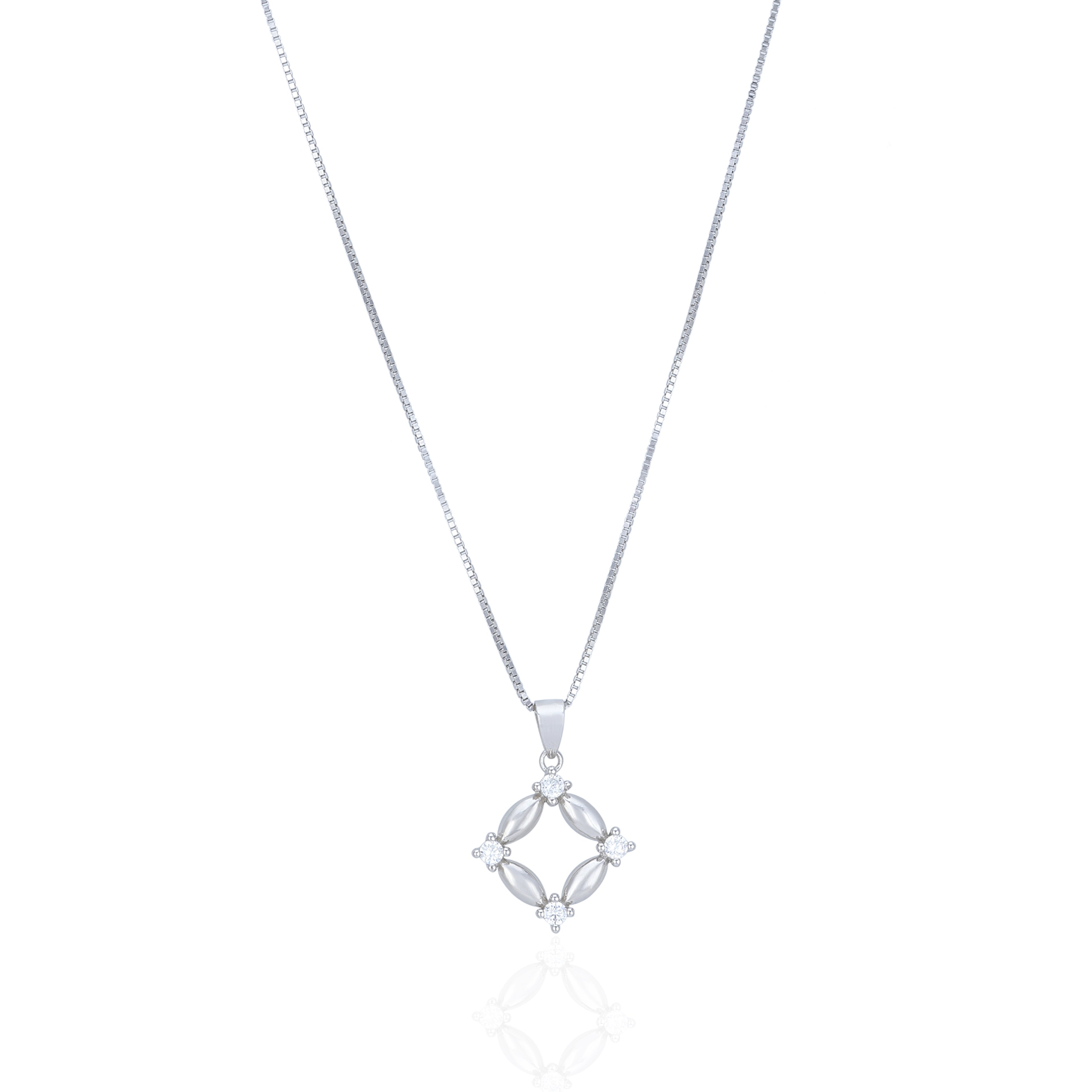 925 Sterling Silver Geometric Diamond Cut Pendant for Women